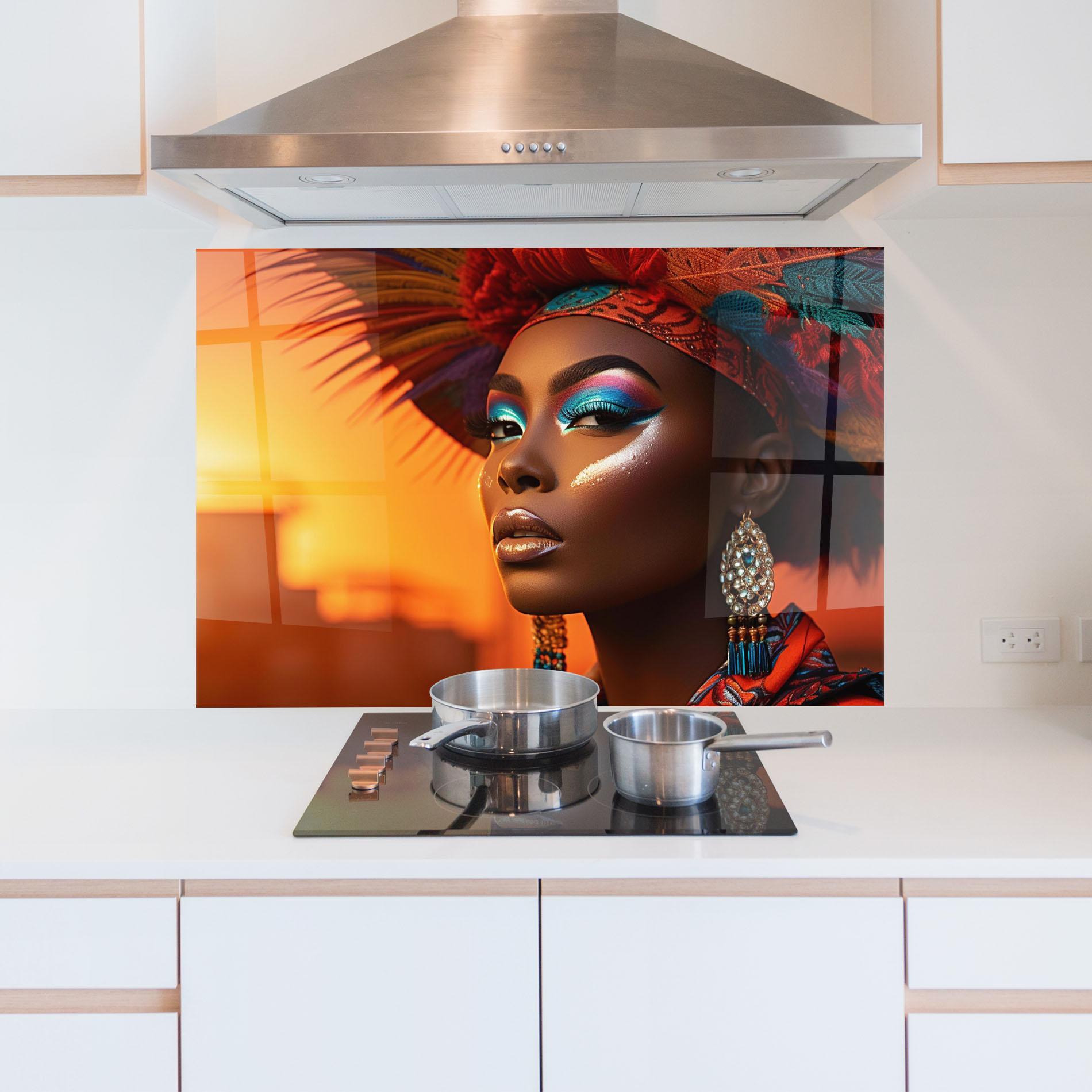 Panel Szklany do Kuchni Elaborate Makeup Woman mockup 5
