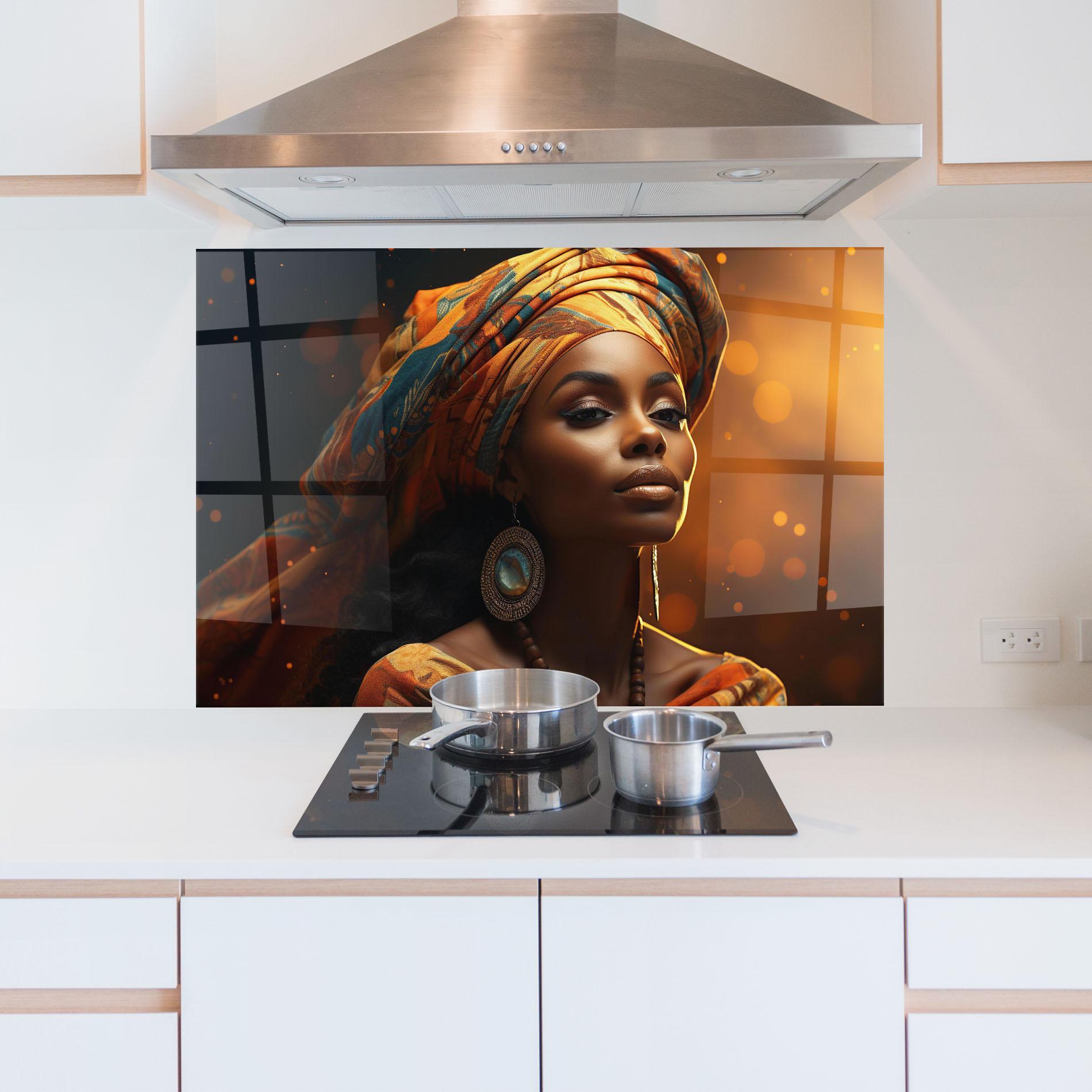 Panel Szklany do Kuchni Fashion African Portrait mockup 5