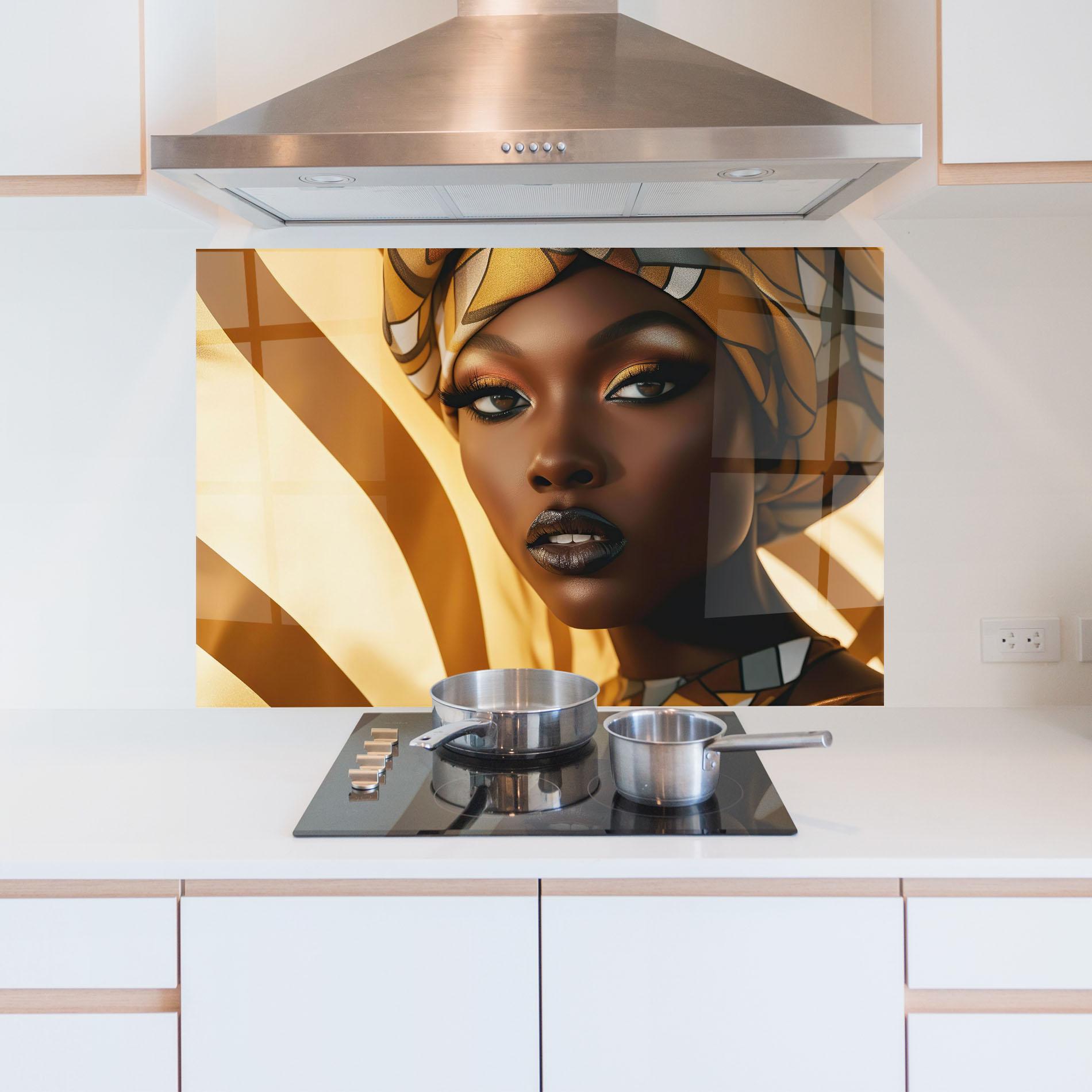 Panel Szklany do Kuchni Fashion African Woman mockup 5