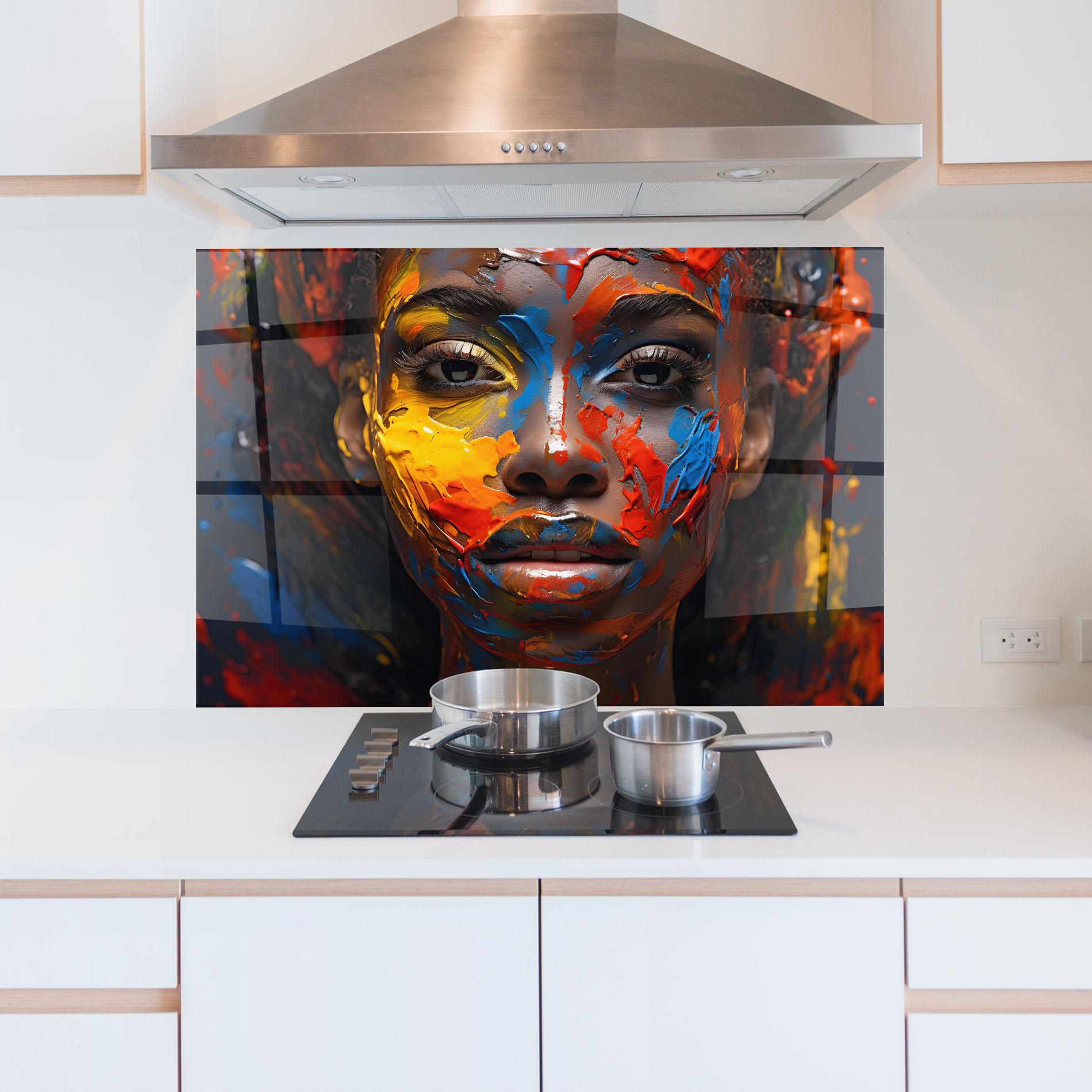 Panel Szklany do Kuchni Pretty Young African Woman mockup 5