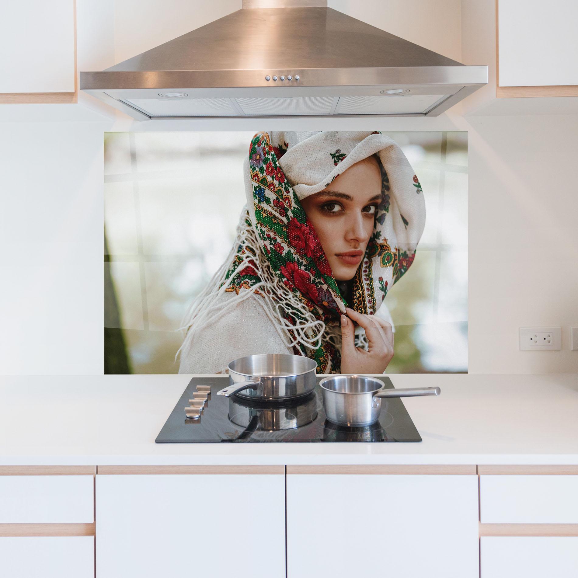 Panel Szklany do Kuchni Ukrainian Embroidered Dress mockup 5