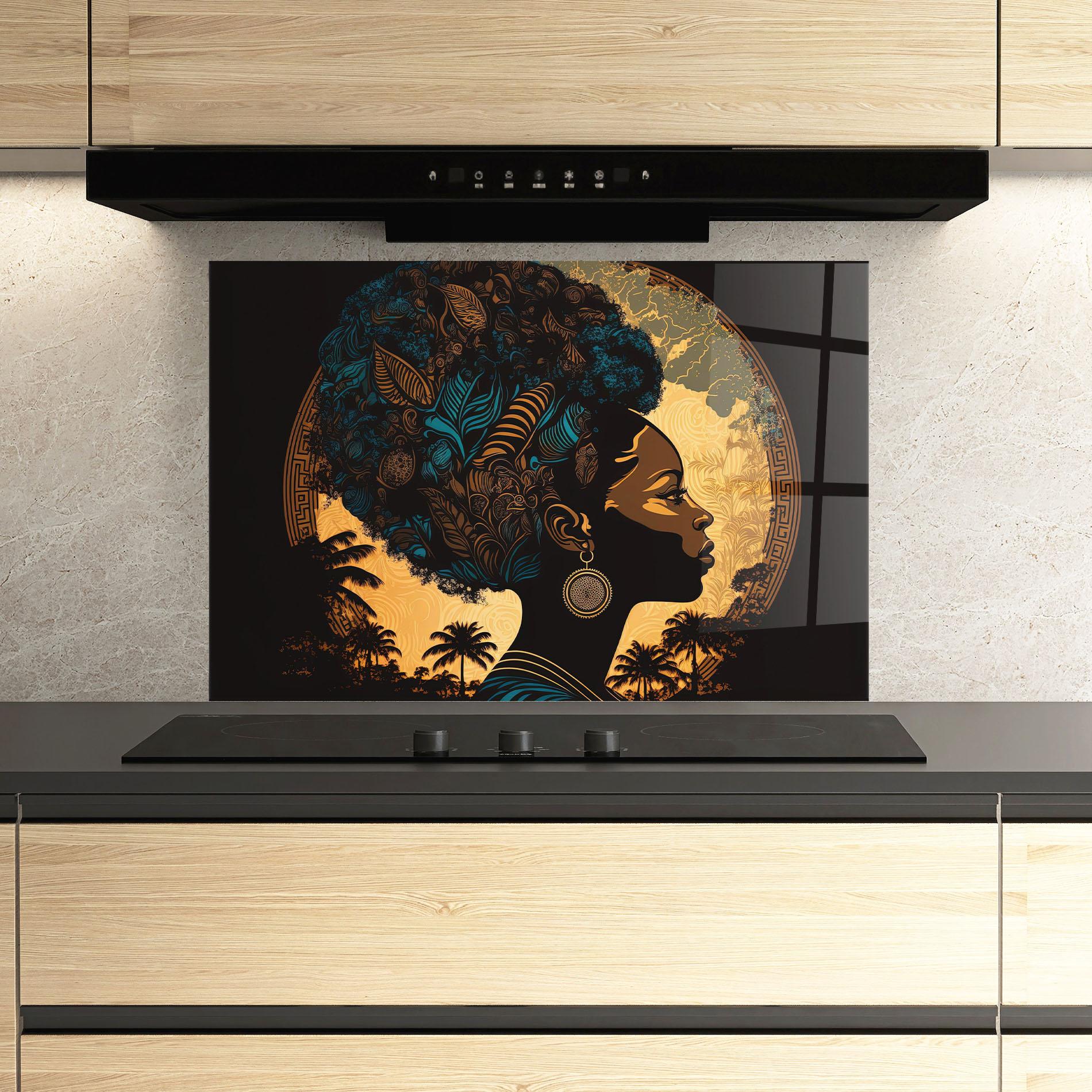 Panel Szklany do Kuchni African Profile Woman mockup 3