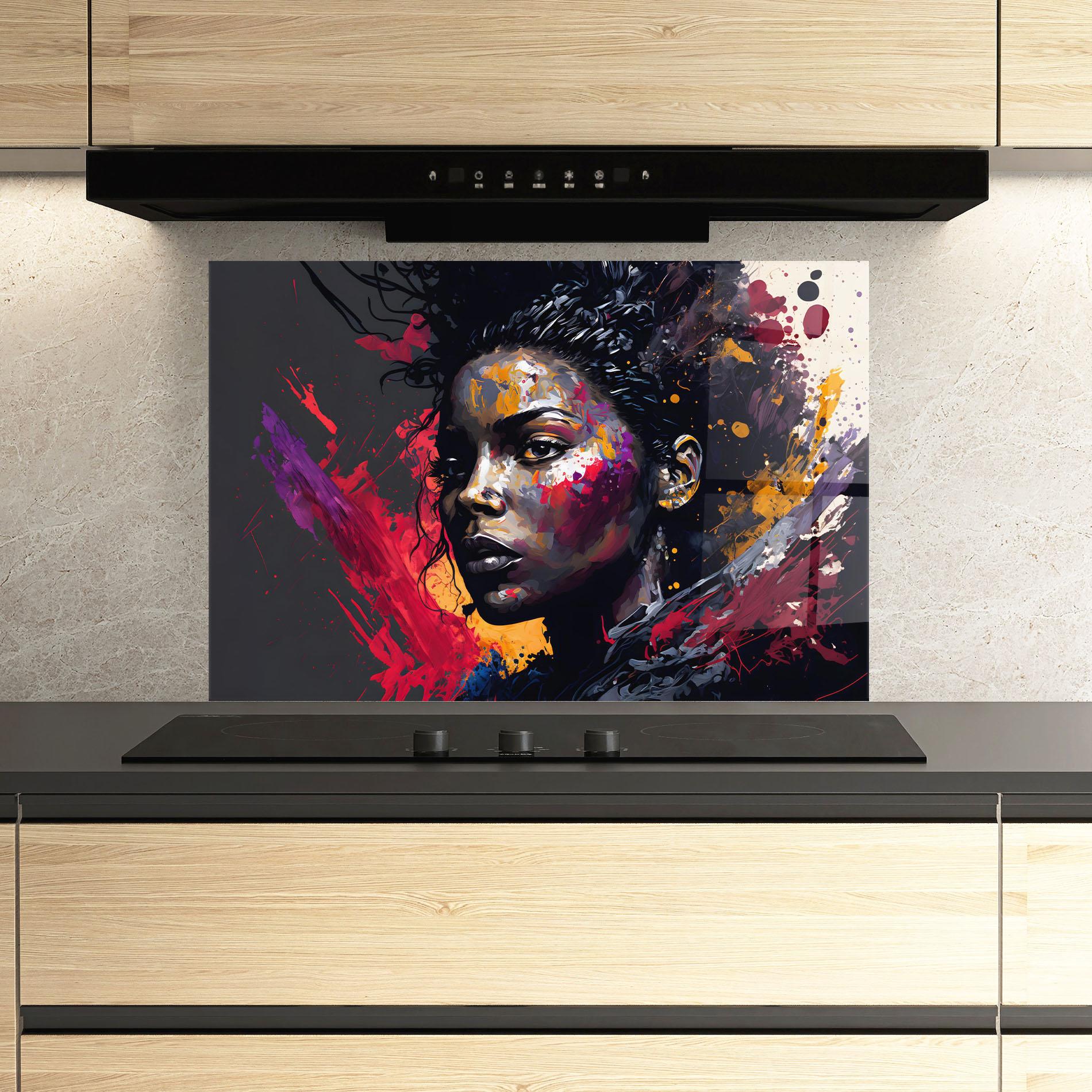 Panel Szklany do Kuchni African Woman Splash mockup 3