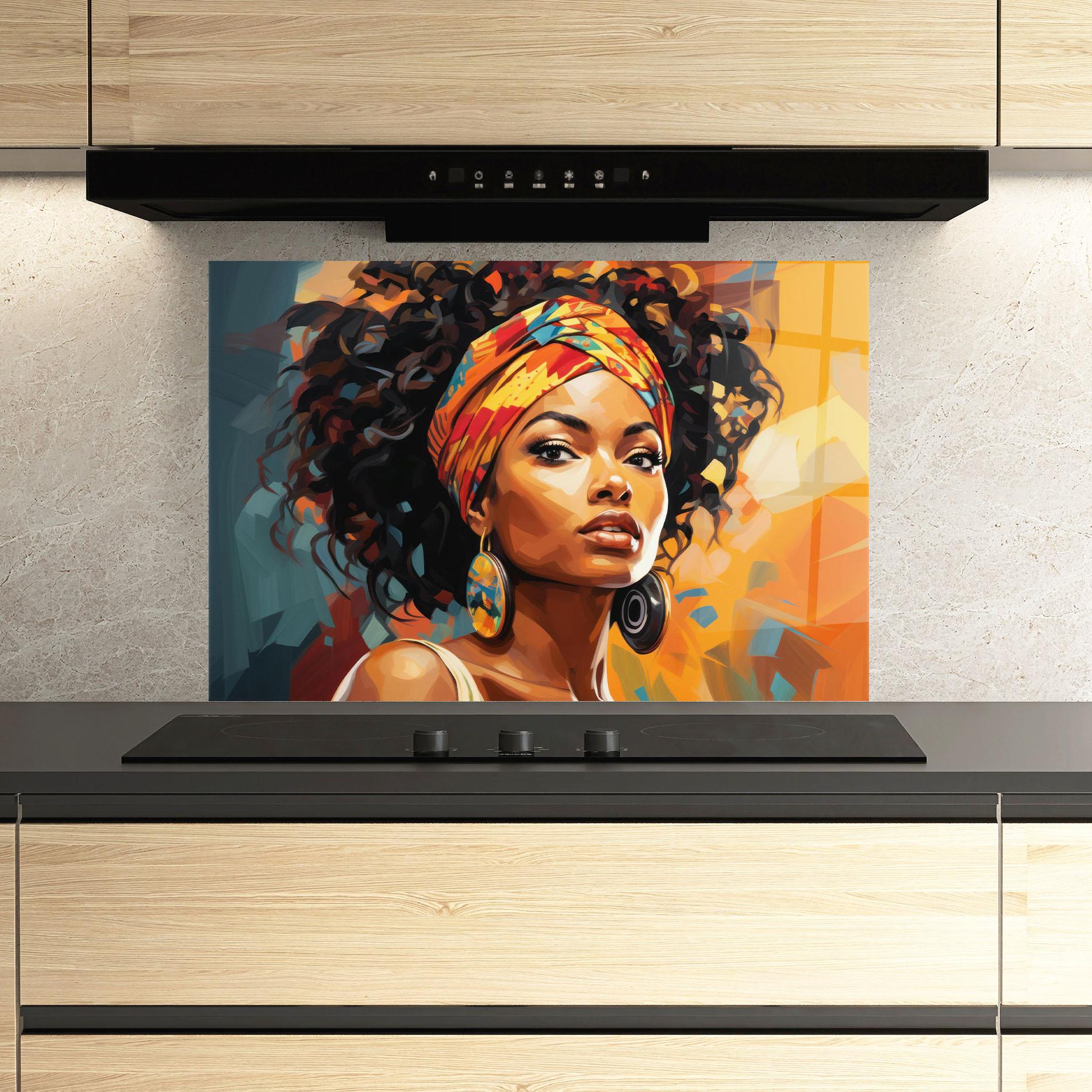 Panel Szklany do Kuchni Colorful Ethic Portrait mockup 3