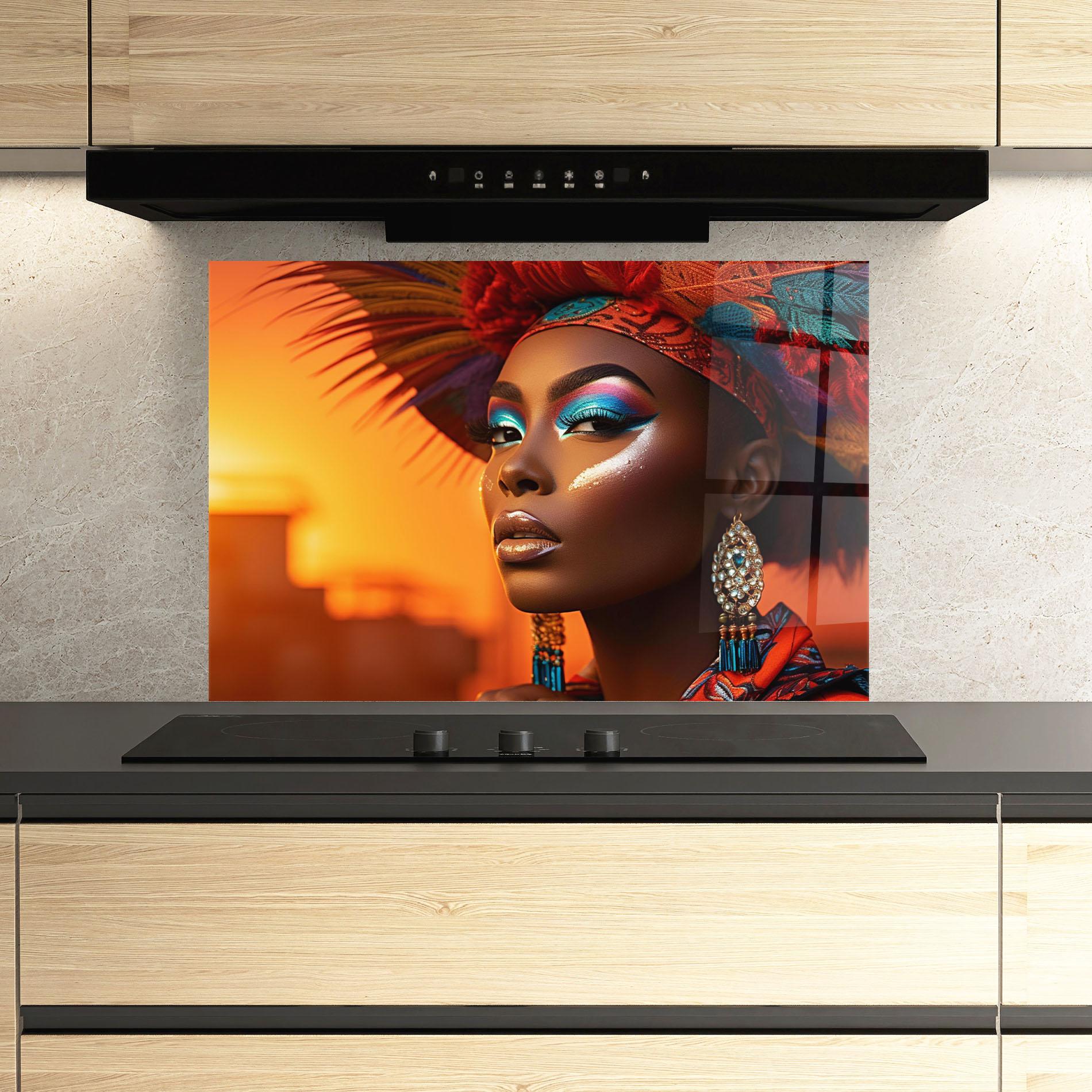 Panel Szklany do Kuchni Elaborate Makeup Woman mockup 3