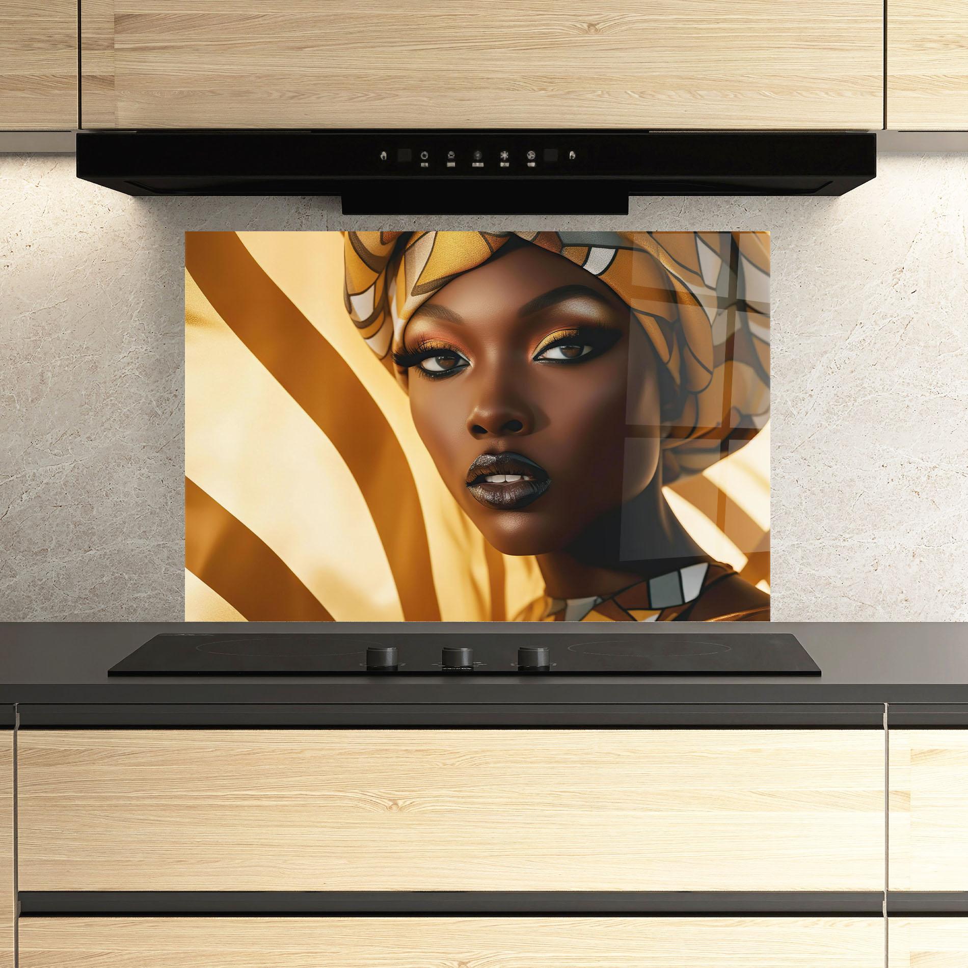 Panel Szklany do Kuchni Fashion African Woman mockup 3