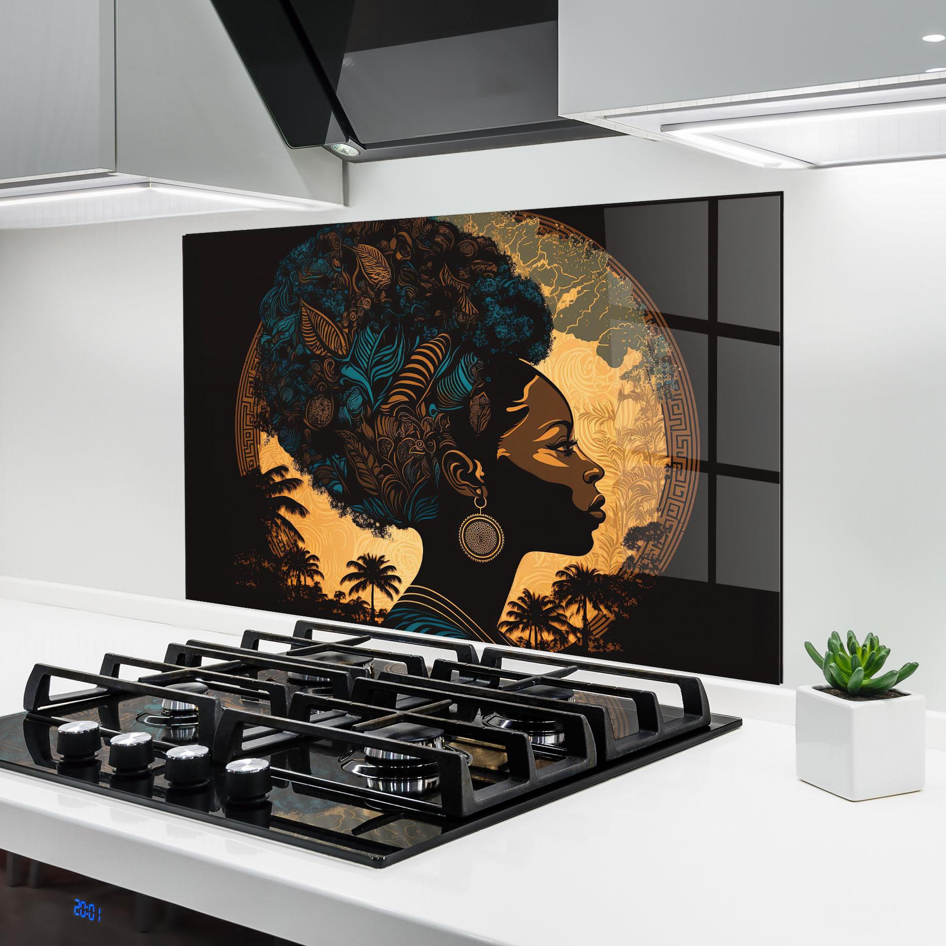 Panel Szklany do Kuchni African Profile Woman mockup 6