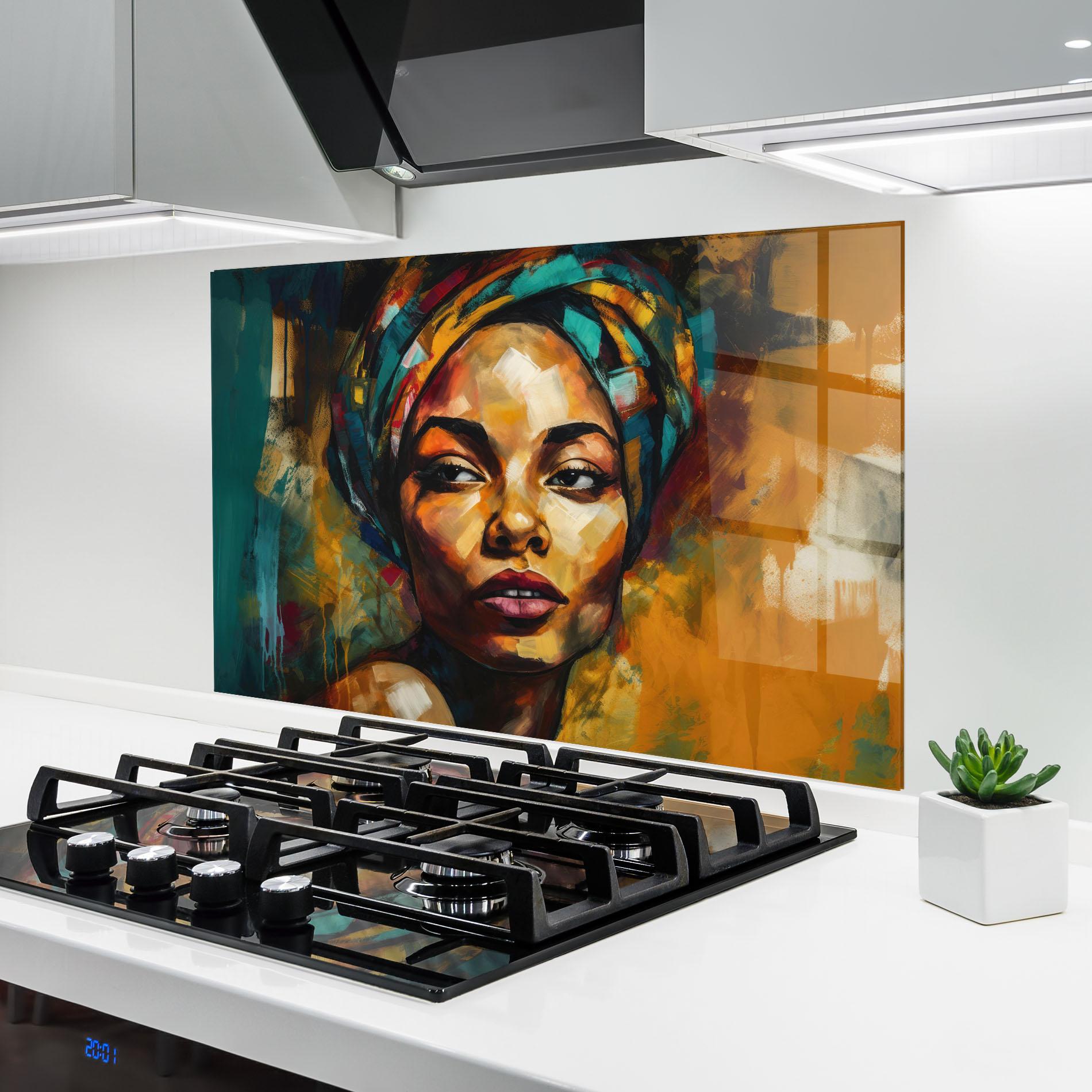 Panel Szklany do Kuchni African Woman Looking mockup 6