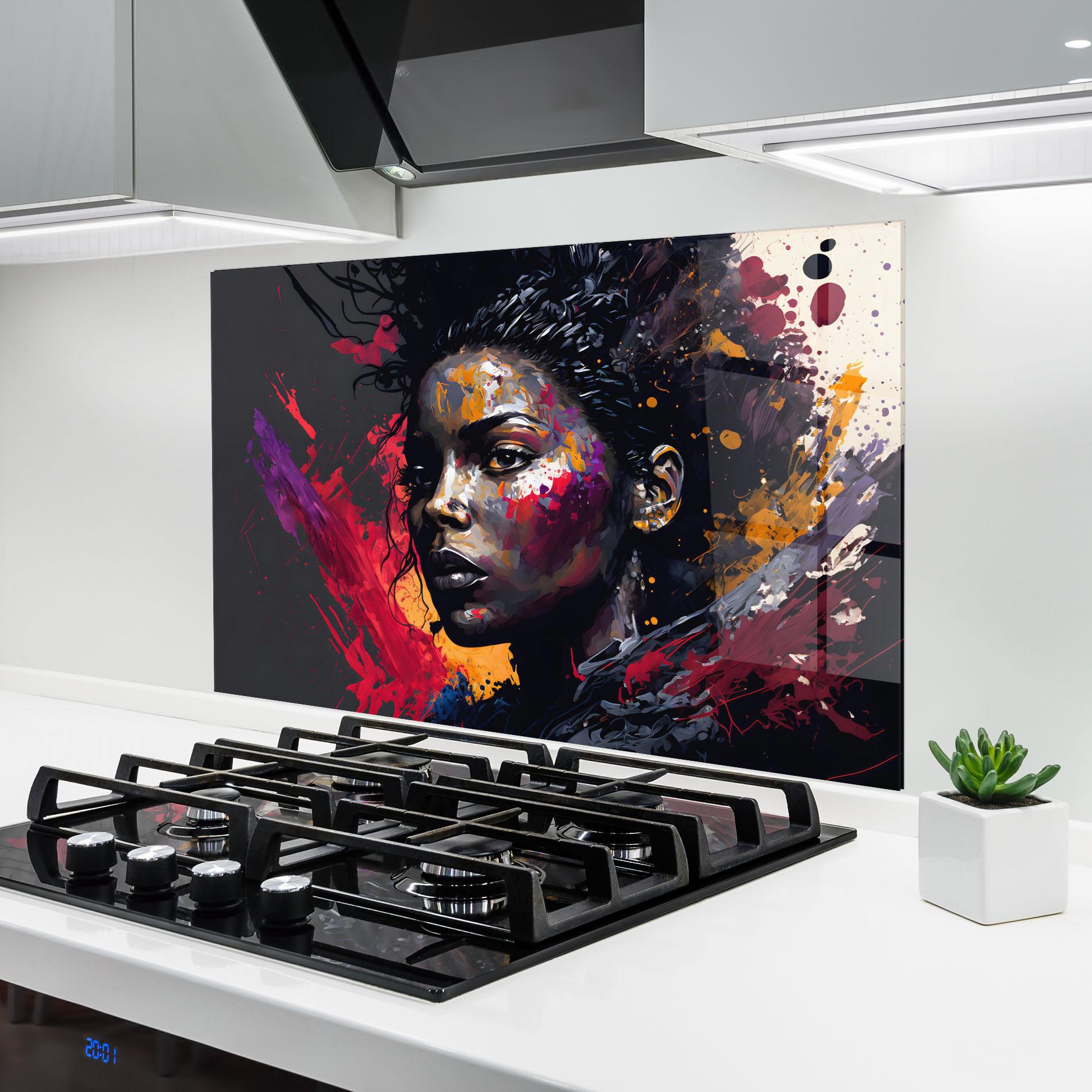 Panel Szklany do Kuchni African Woman Splash mockup 6