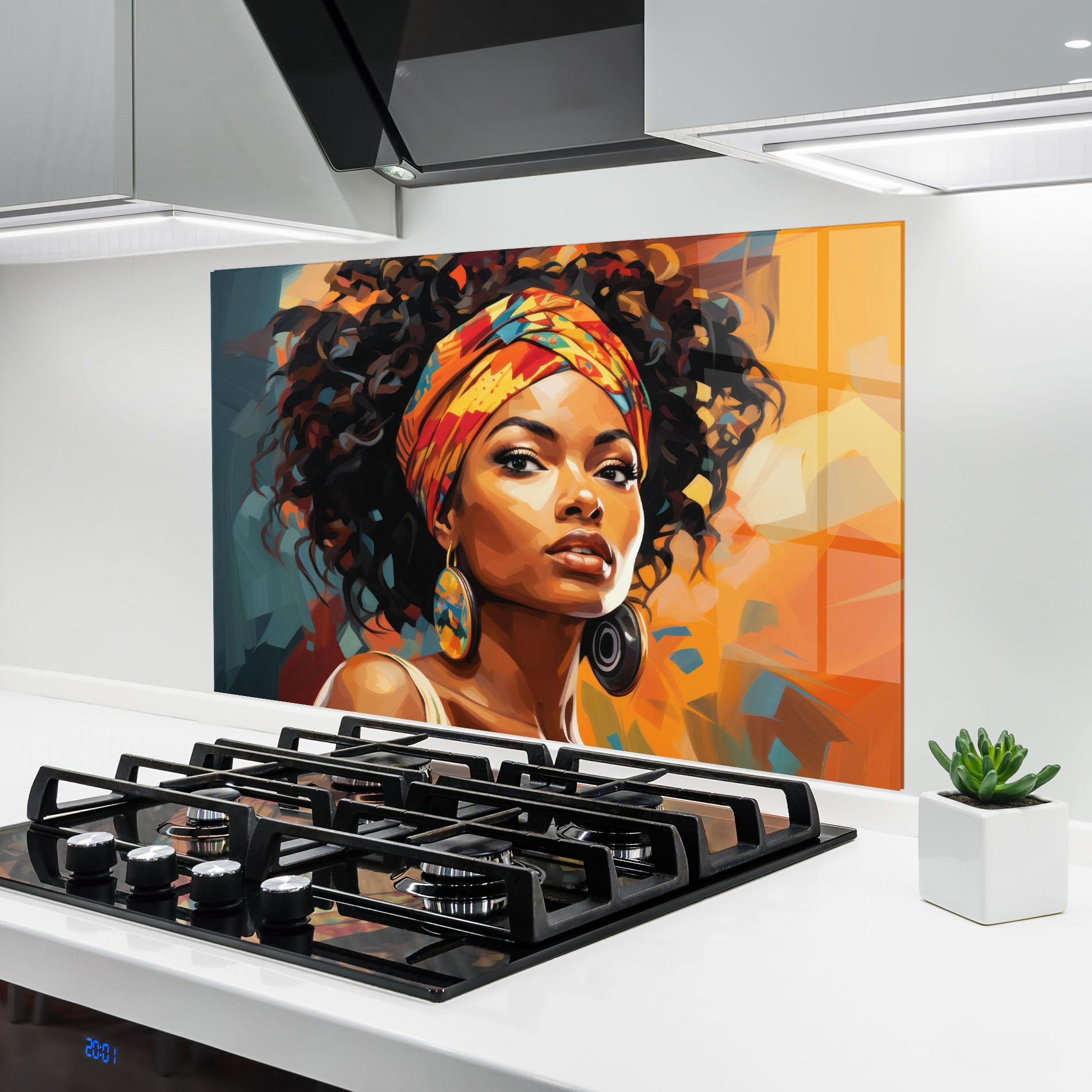 Panel Szklany do Kuchni Colorful Ethic Portrait mockup 6