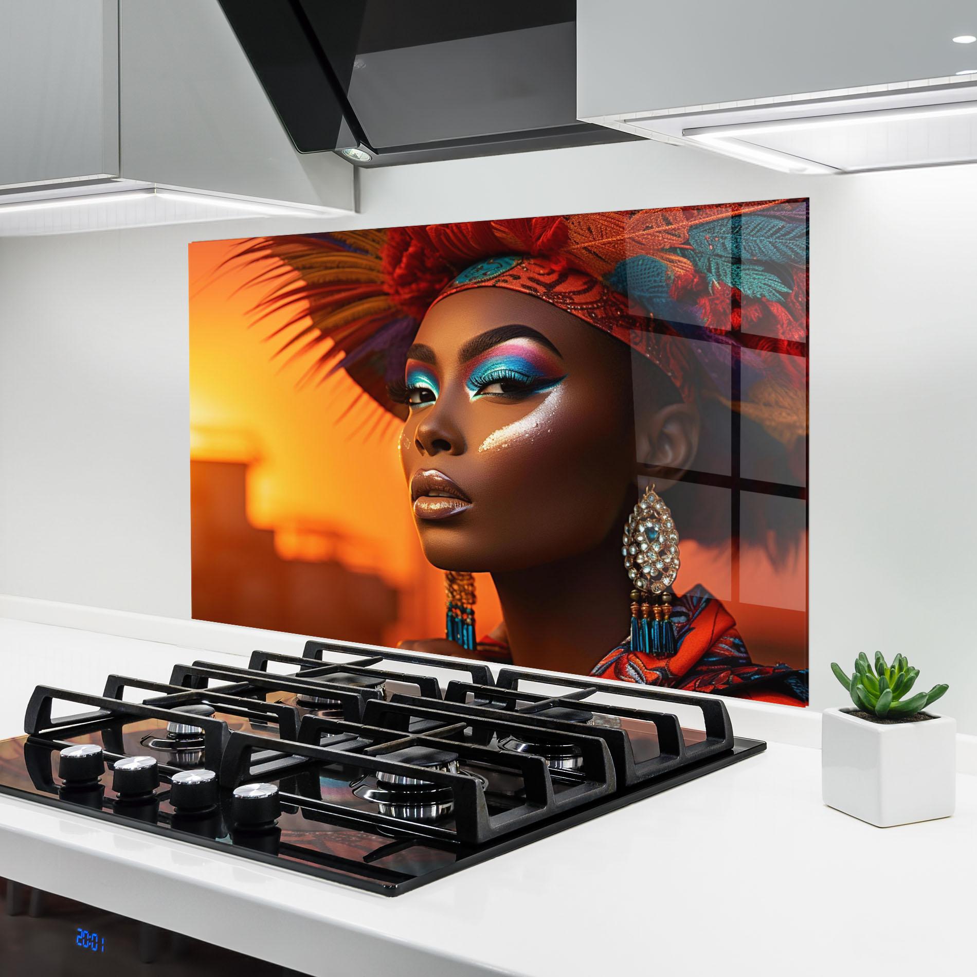 Panel Szklany do Kuchni Elaborate Makeup Woman mockup 6