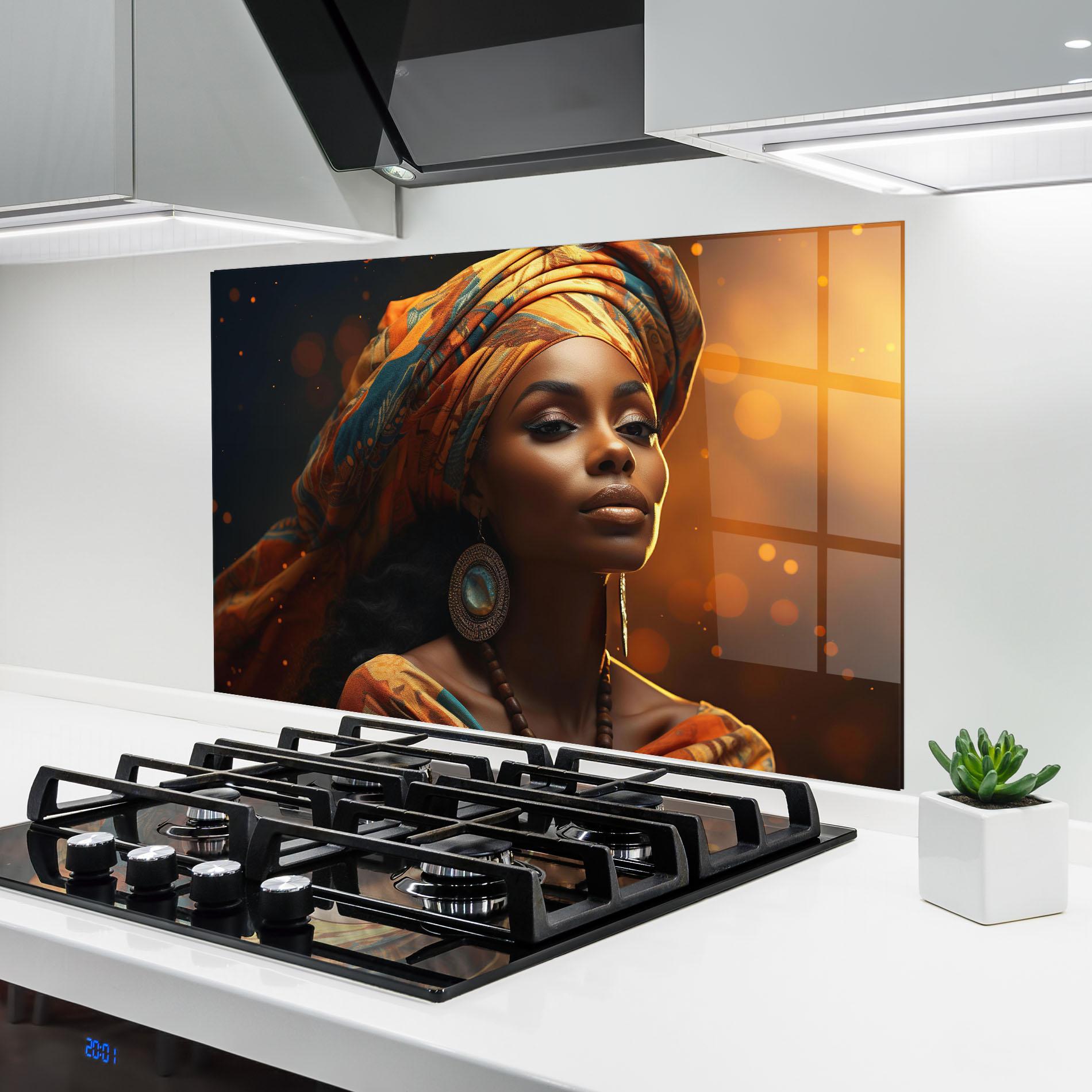 Panel Szklany do Kuchni Fashion African Portrait mockup 6