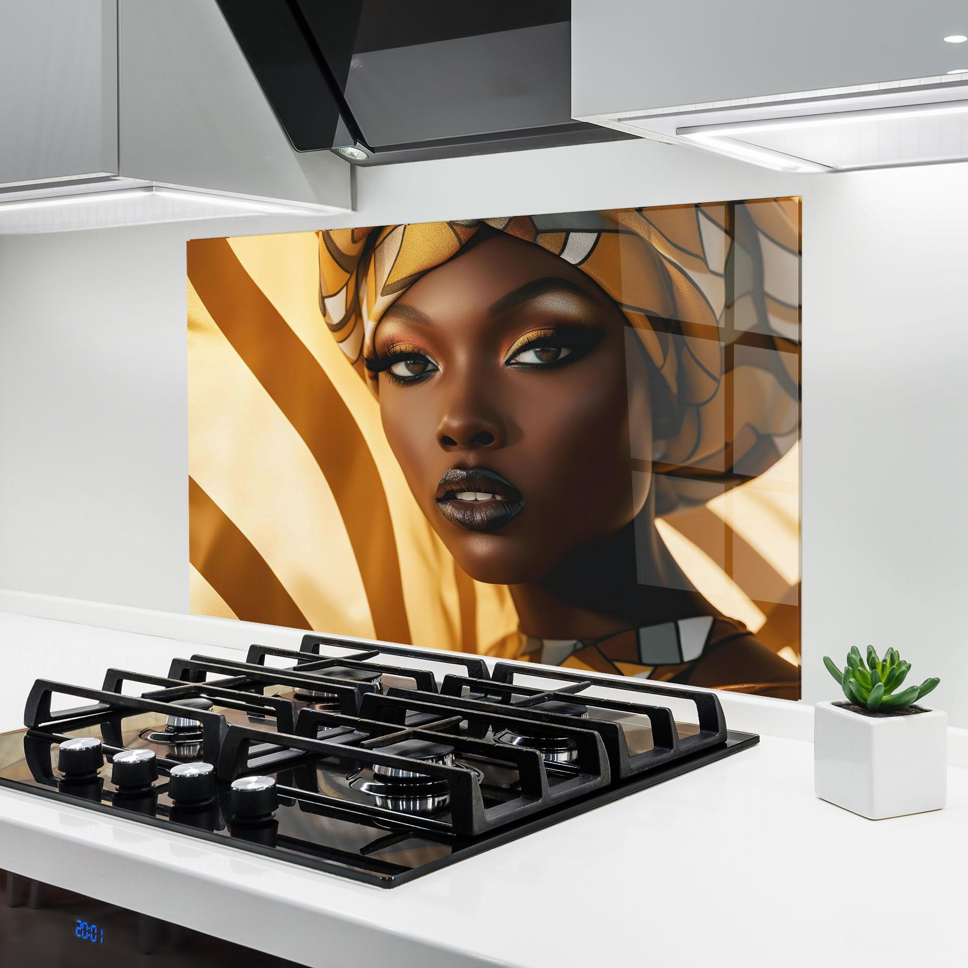 Panel Szklany do Kuchni Fashion African Woman mockup 6