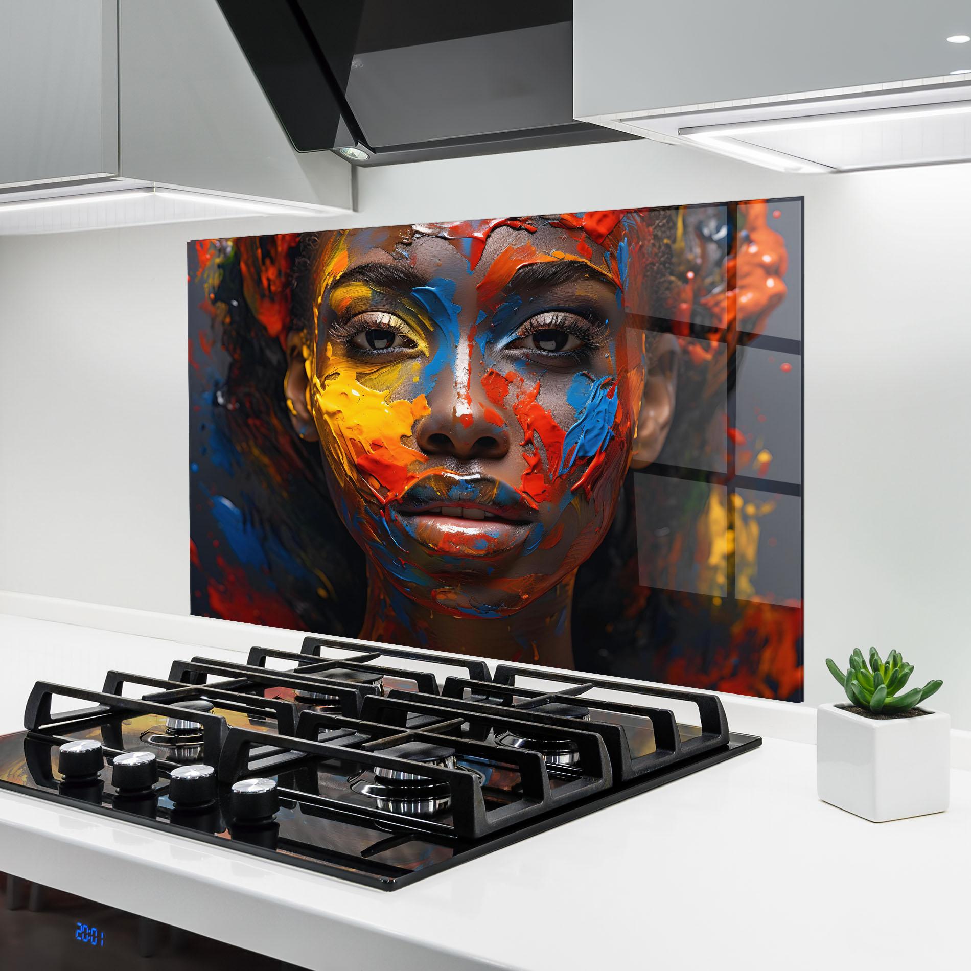 Panel Szklany do Kuchni Pretty Young African Woman mockup 6