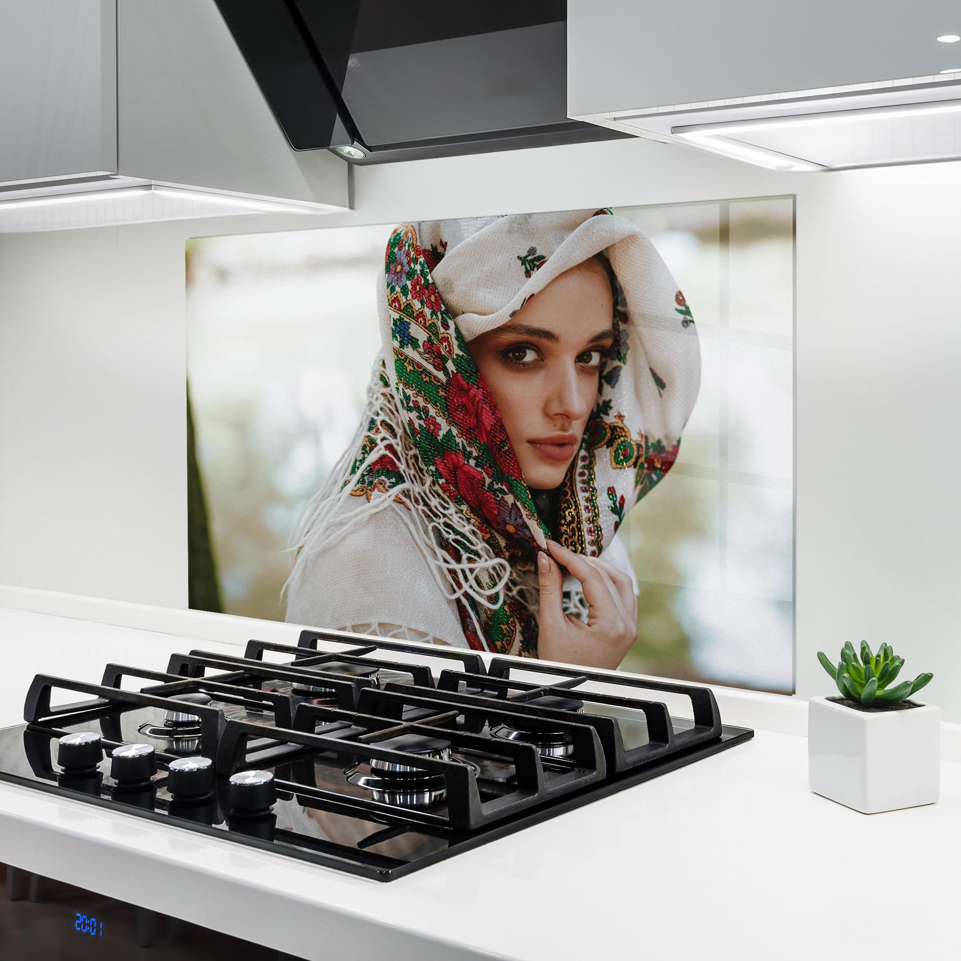 Panel Szklany do Kuchni Ukrainian Embroidered Dress mockup 6