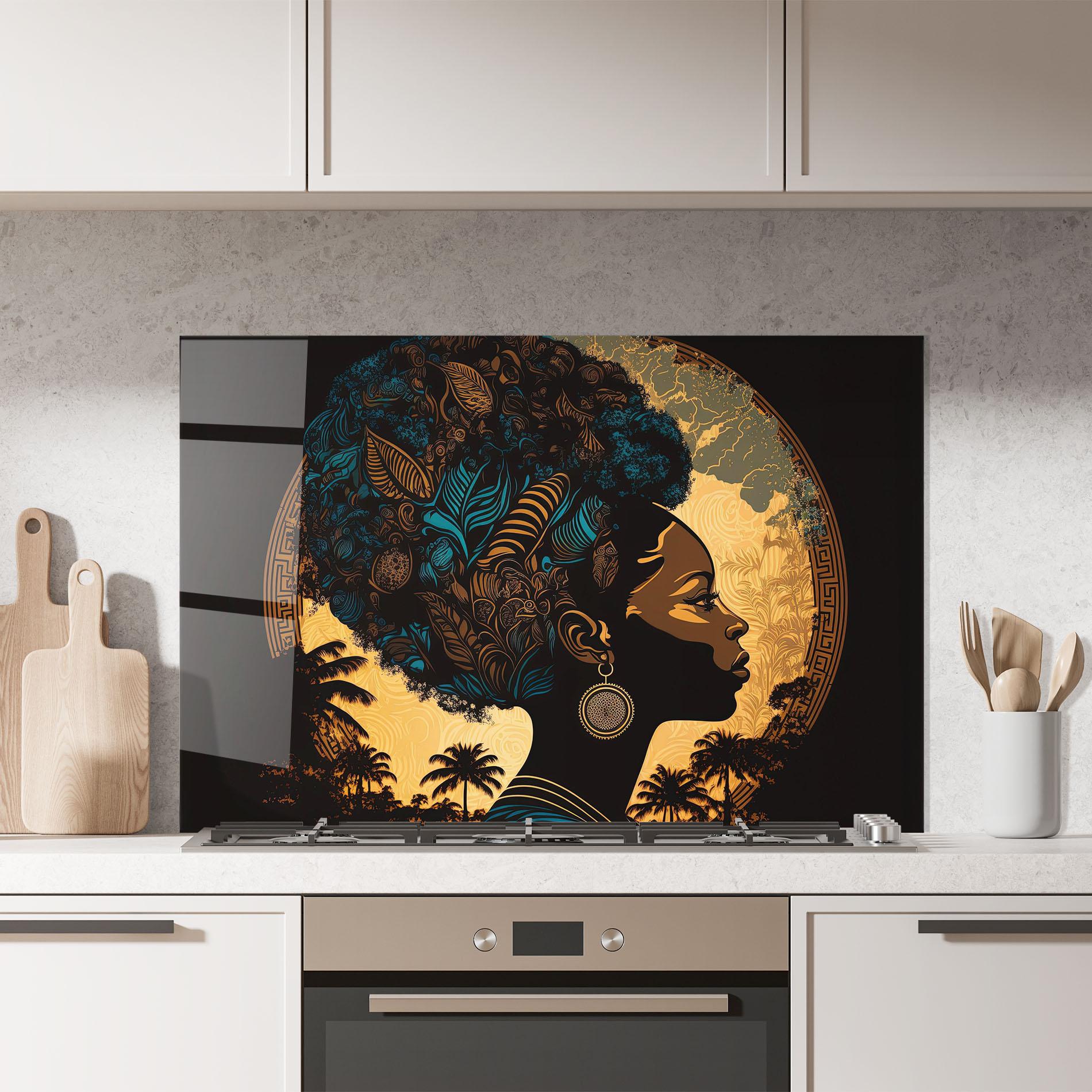 Panel Szklany do Kuchni African Profile Woman mockup 7