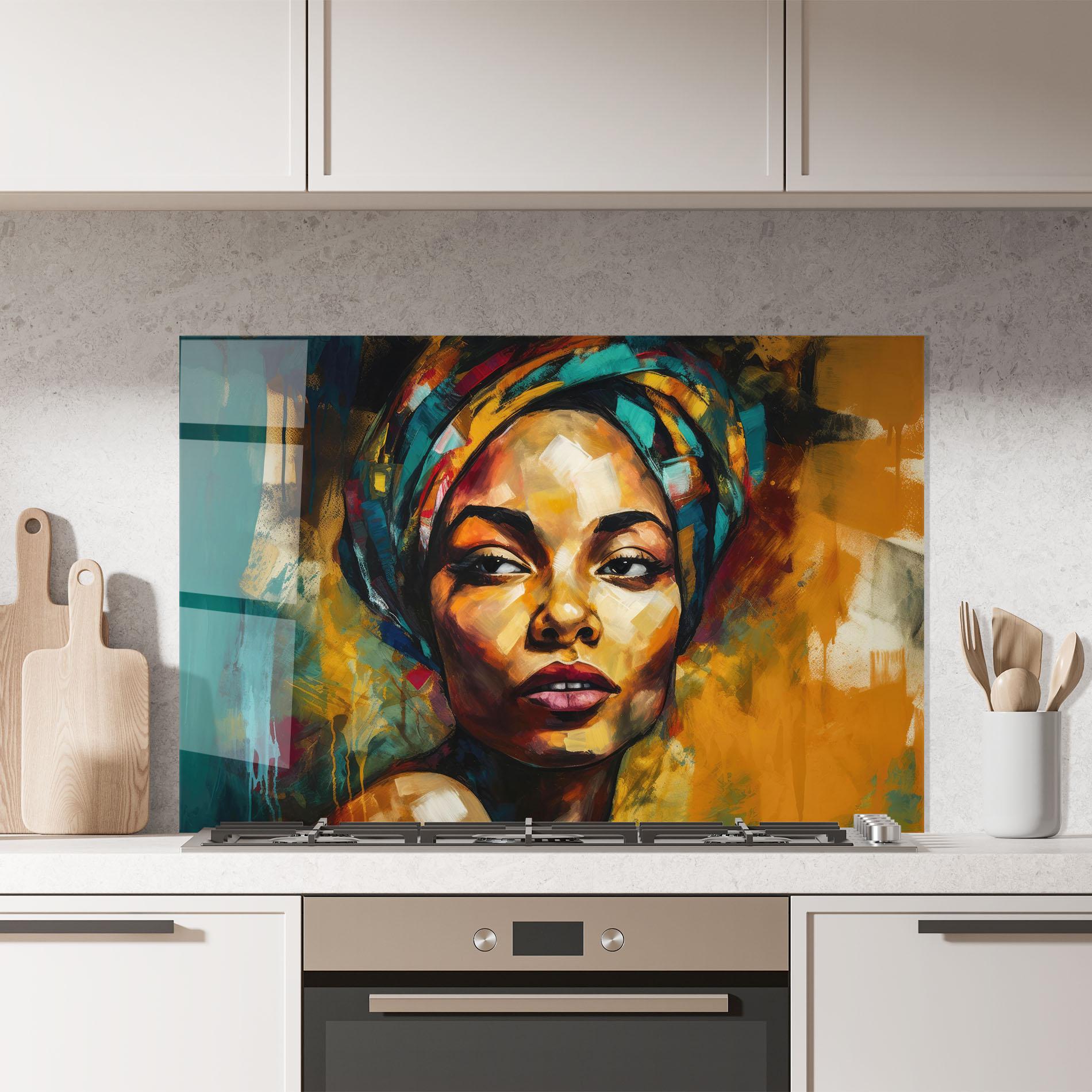 Panel Szklany do Kuchni African Woman Looking mockup 7
