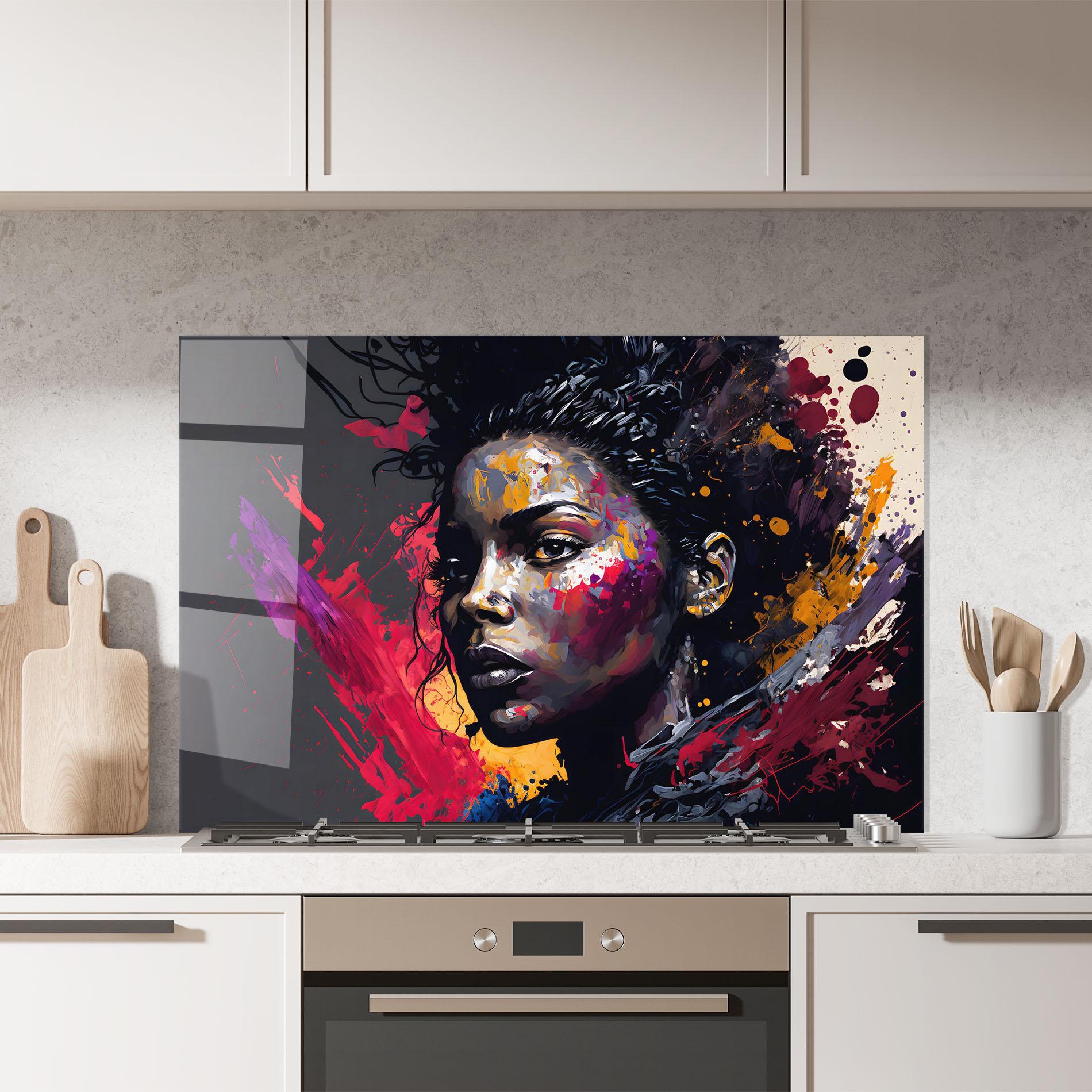 Panel Szklany do Kuchni African Woman Splash mockup 7