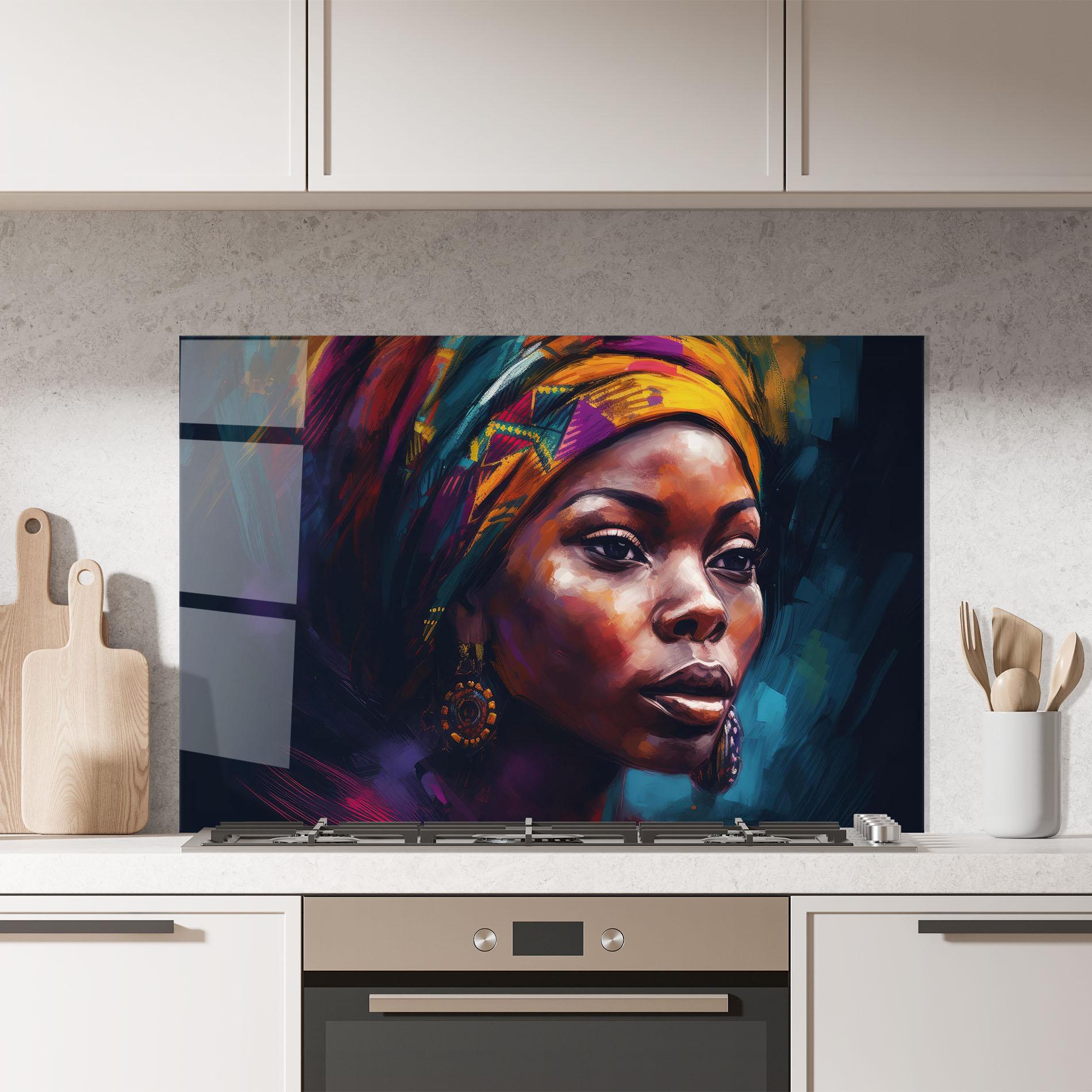 Panel Szklany do Kuchni Black Traditional Woman mockup 7