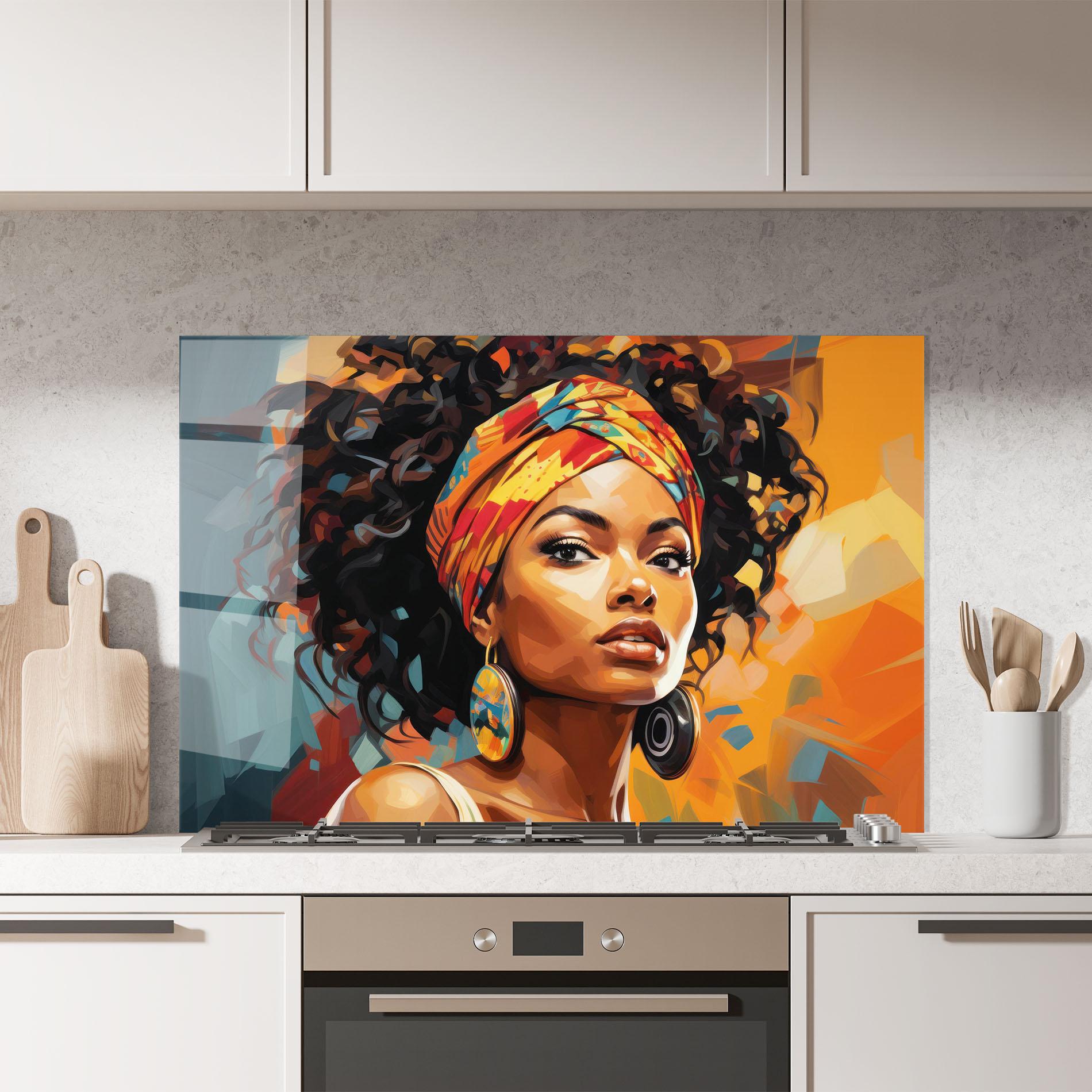 Panel Szklany do Kuchni Colorful Ethic Portrait mockup 7