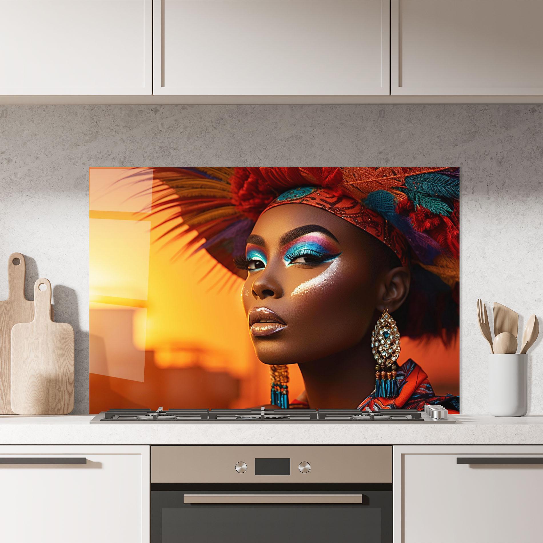 Panel Szklany do Kuchni Elaborate Makeup Woman mockup 7