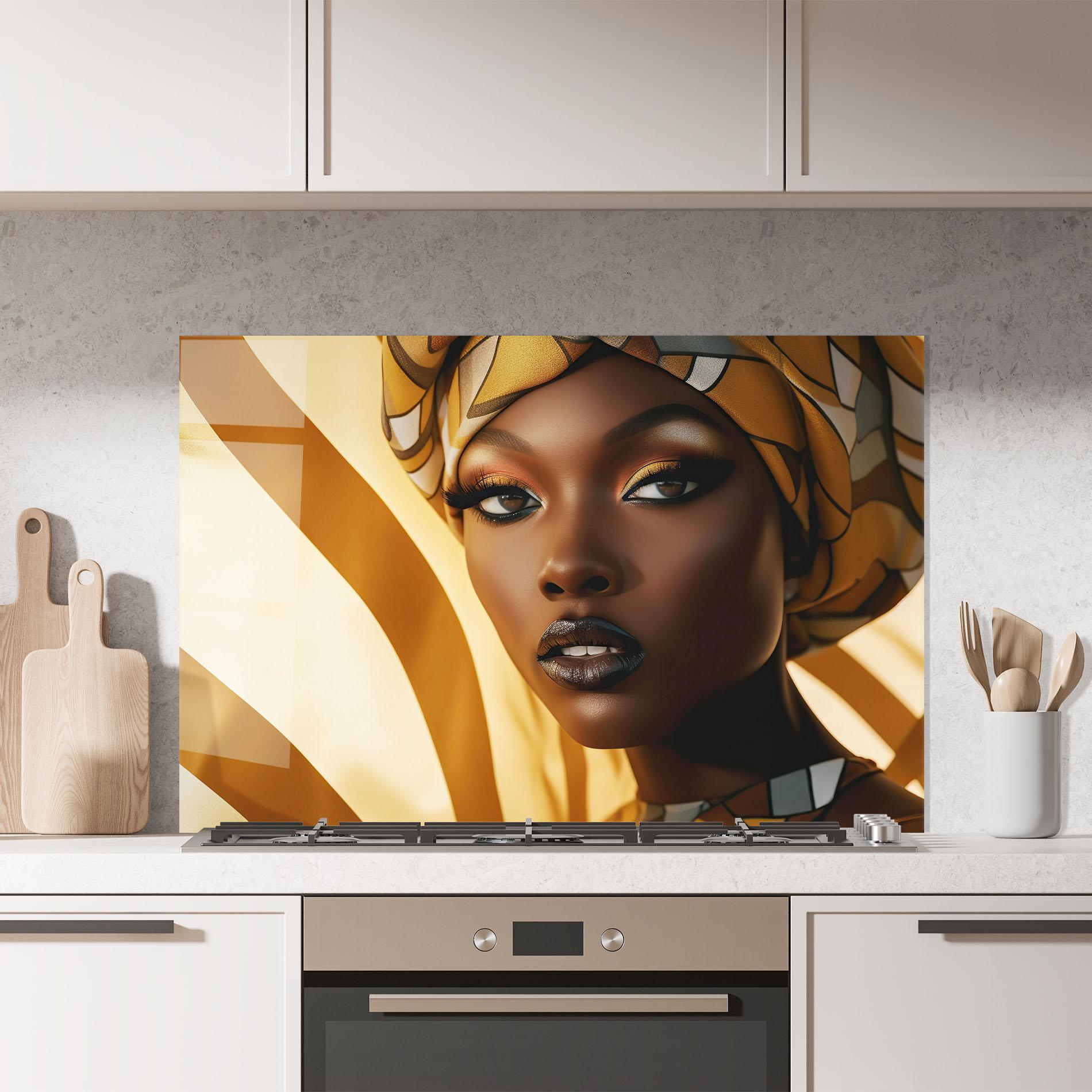 Panel Szklany do Kuchni Fashion African Woman mockup 7