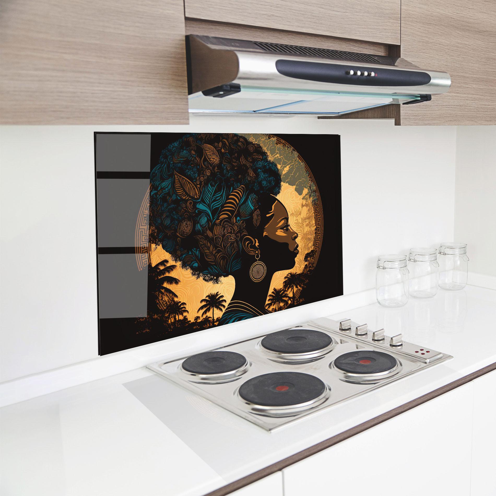 Panel Szklany do Kuchni African Profile Woman mockup 8