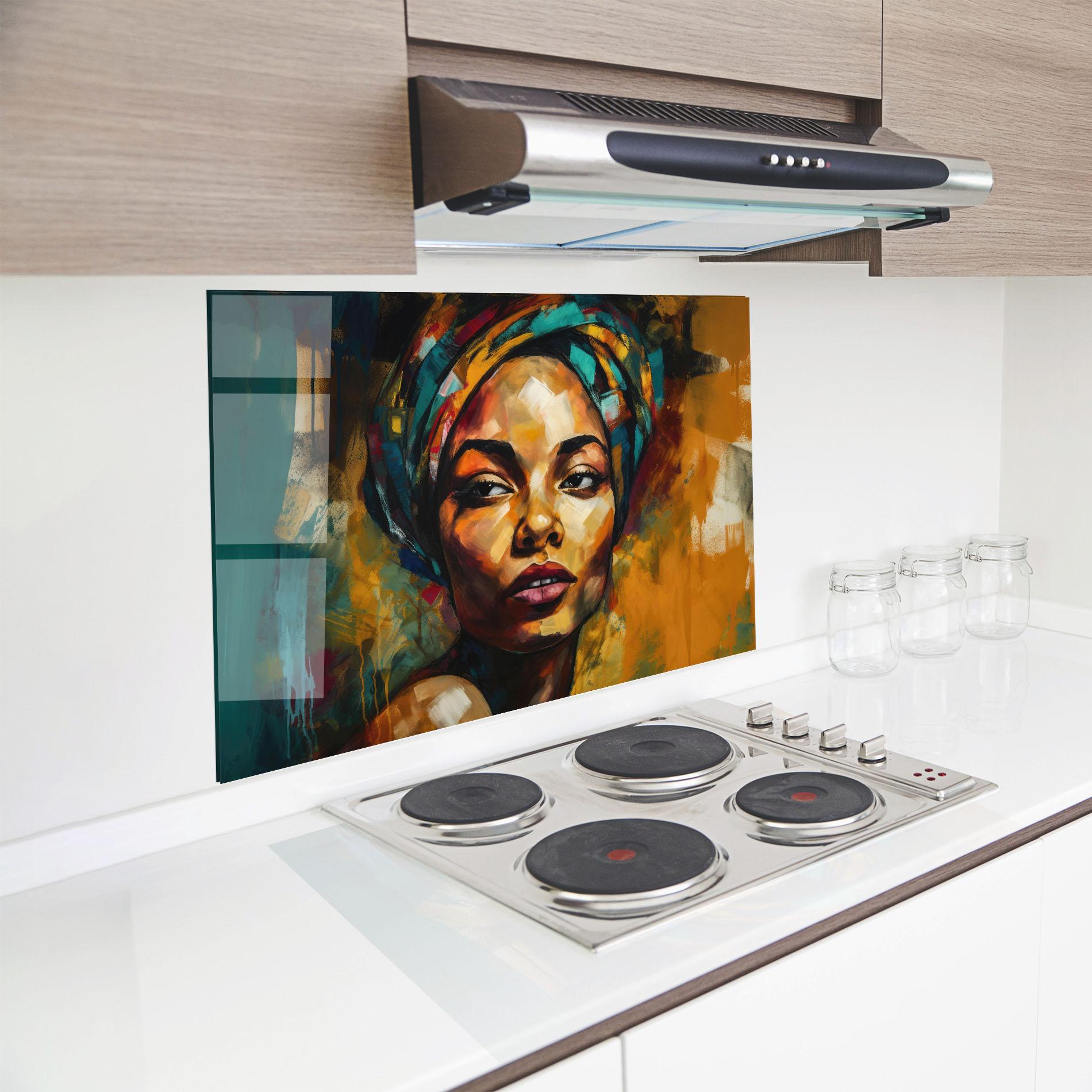 Panel Szklany do Kuchni African Woman Looking mockup 8