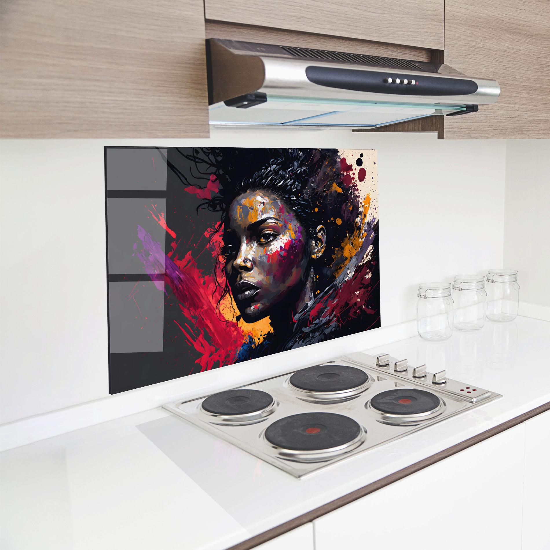 Panel Szklany do Kuchni African Woman Splash mockup 8