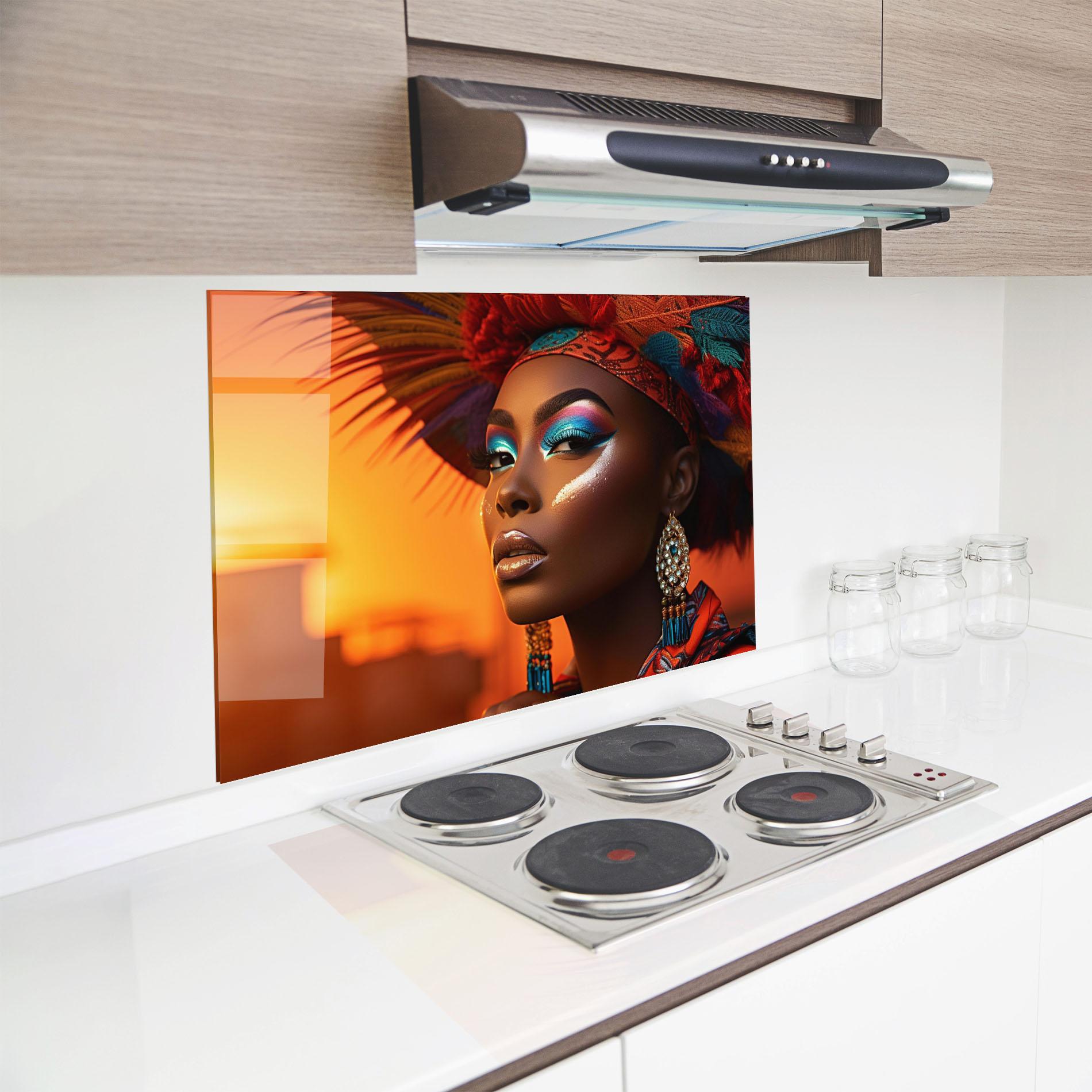 Panel Szklany do Kuchni Elaborate Makeup Woman mockup 8