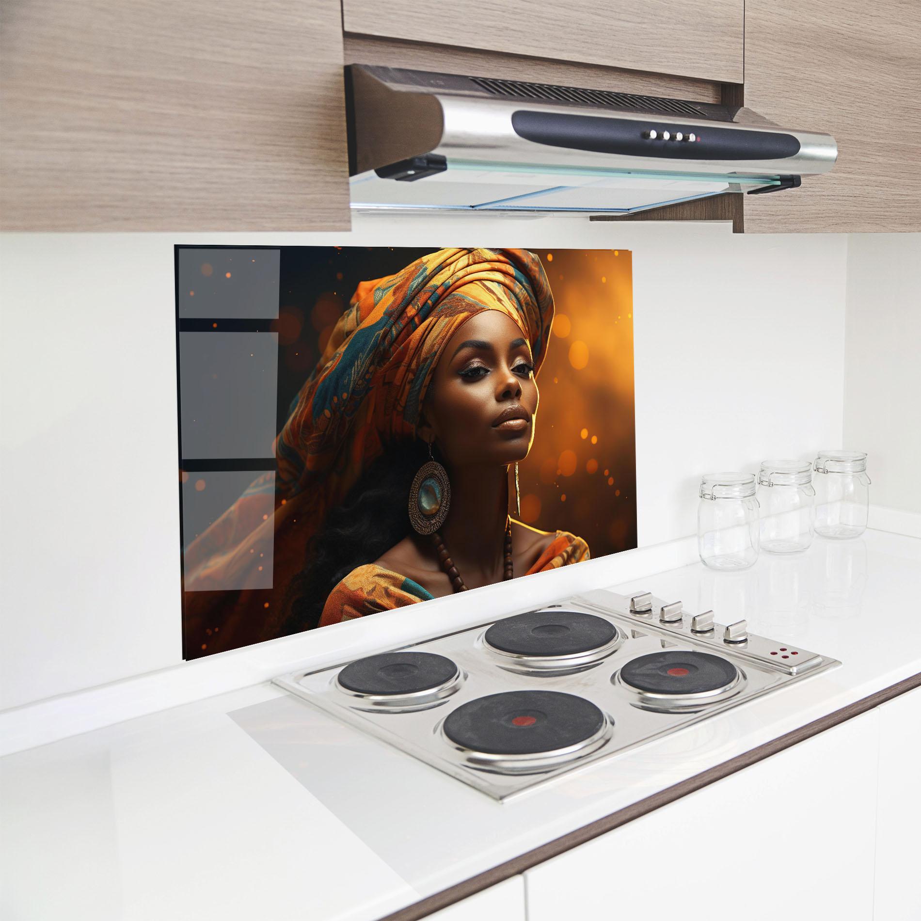 Panel Szklany do Kuchni Fashion African Portrait mockup 8