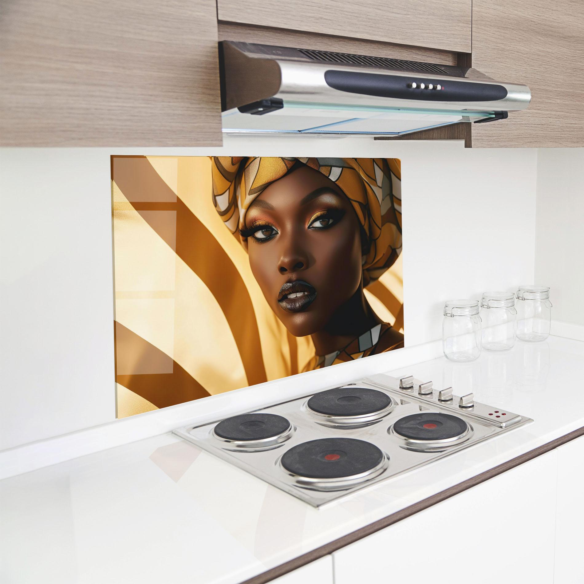 Panel Szklany do Kuchni Fashion African Woman mockup 8