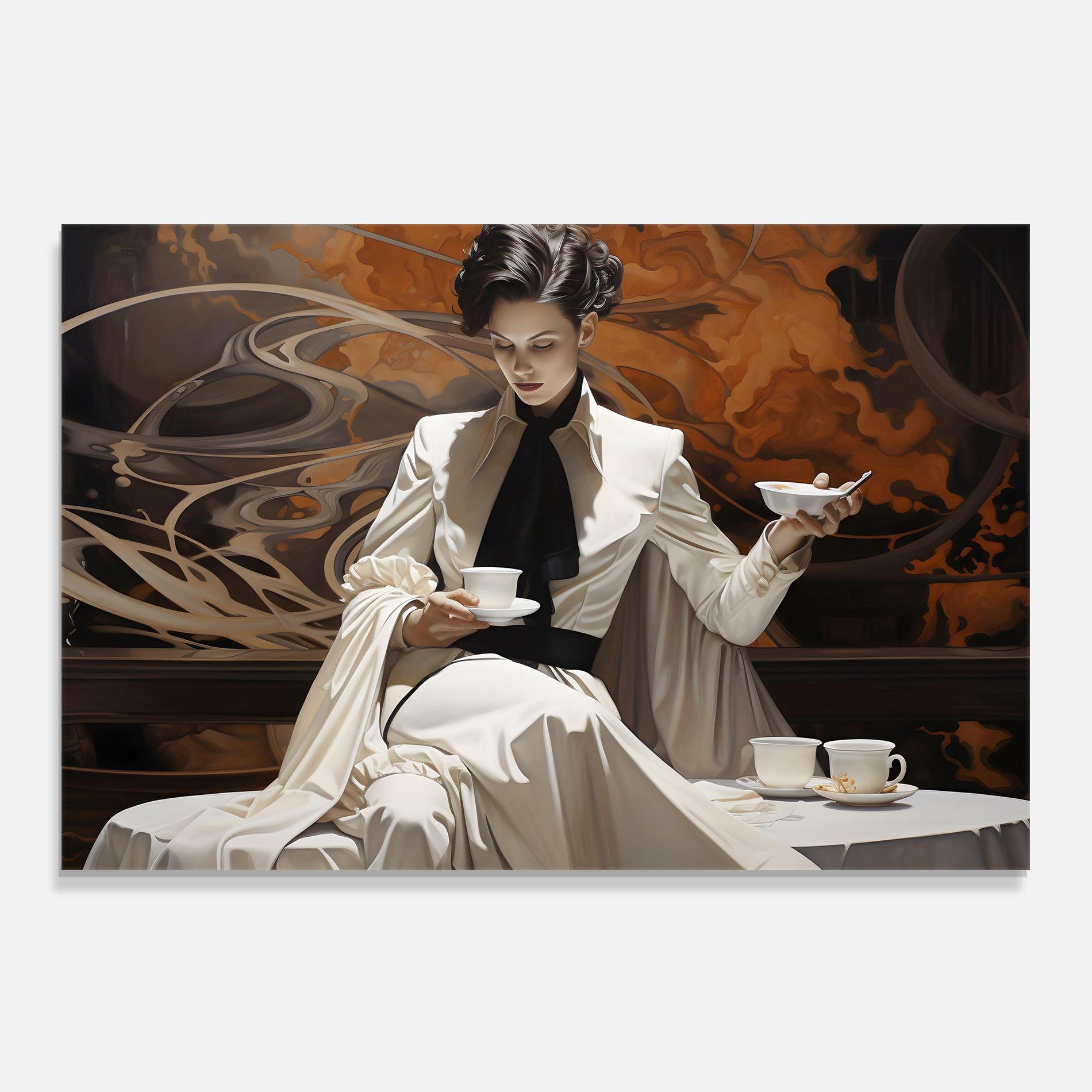 Panel Szklany do Kuchni Coffee Woman mockup 0