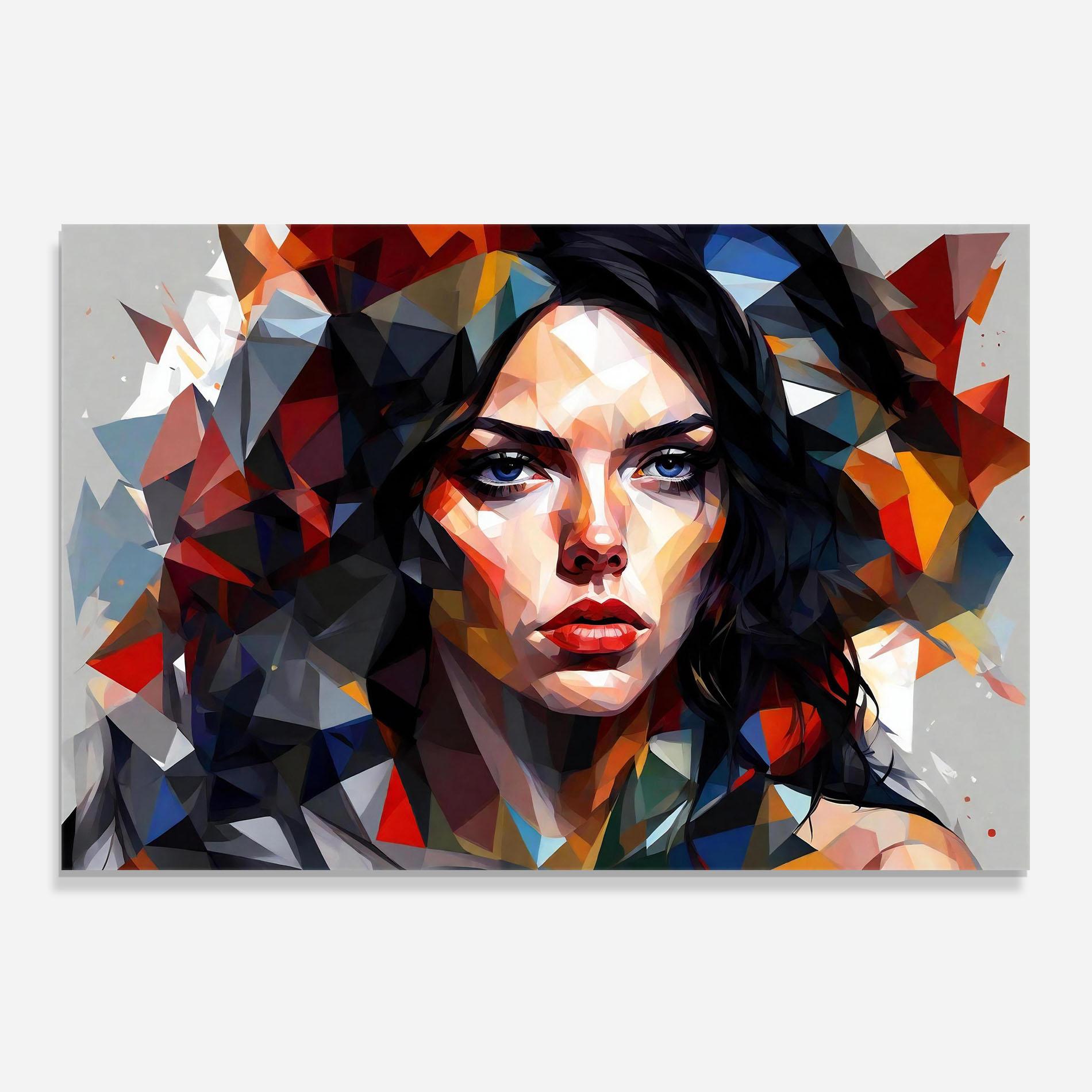 Panel Szklany do Kuchni Colorful Polygonal Woman mockup 0