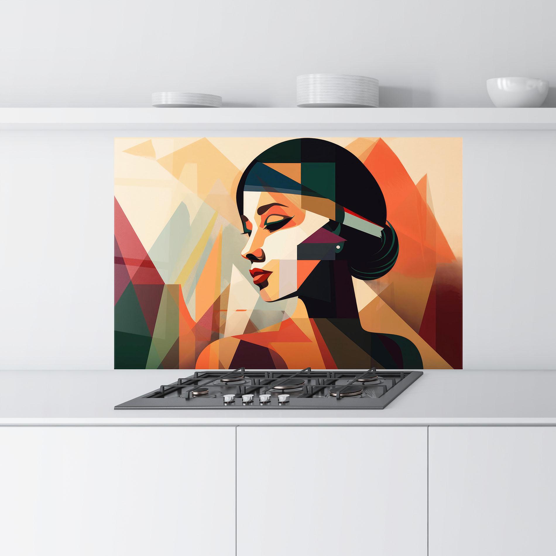 Panel Szklany do Kuchni Bold Shapes Lines mockup 9