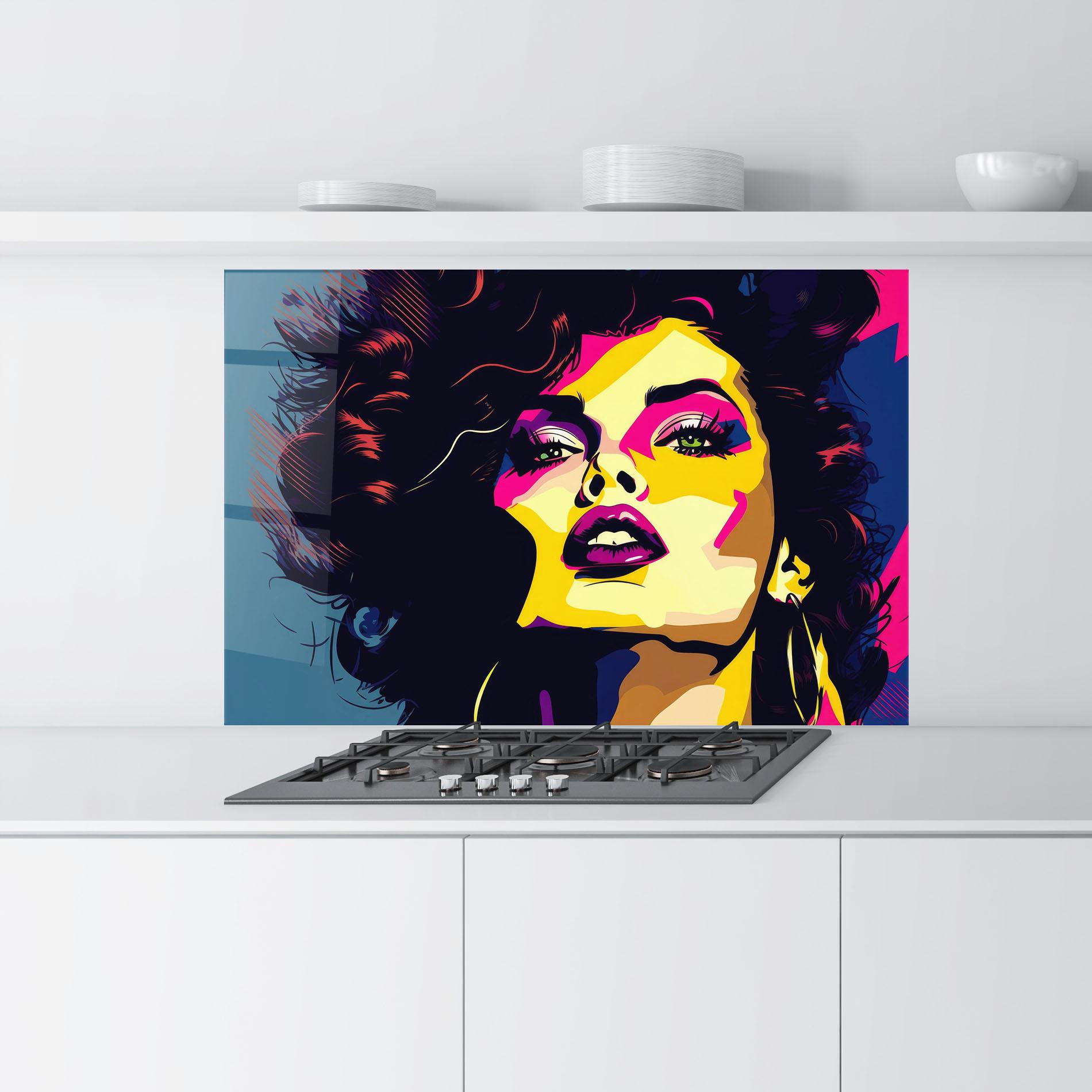 Panel Szklany do Kuchni Pop Art Portrait Woman mockup 9