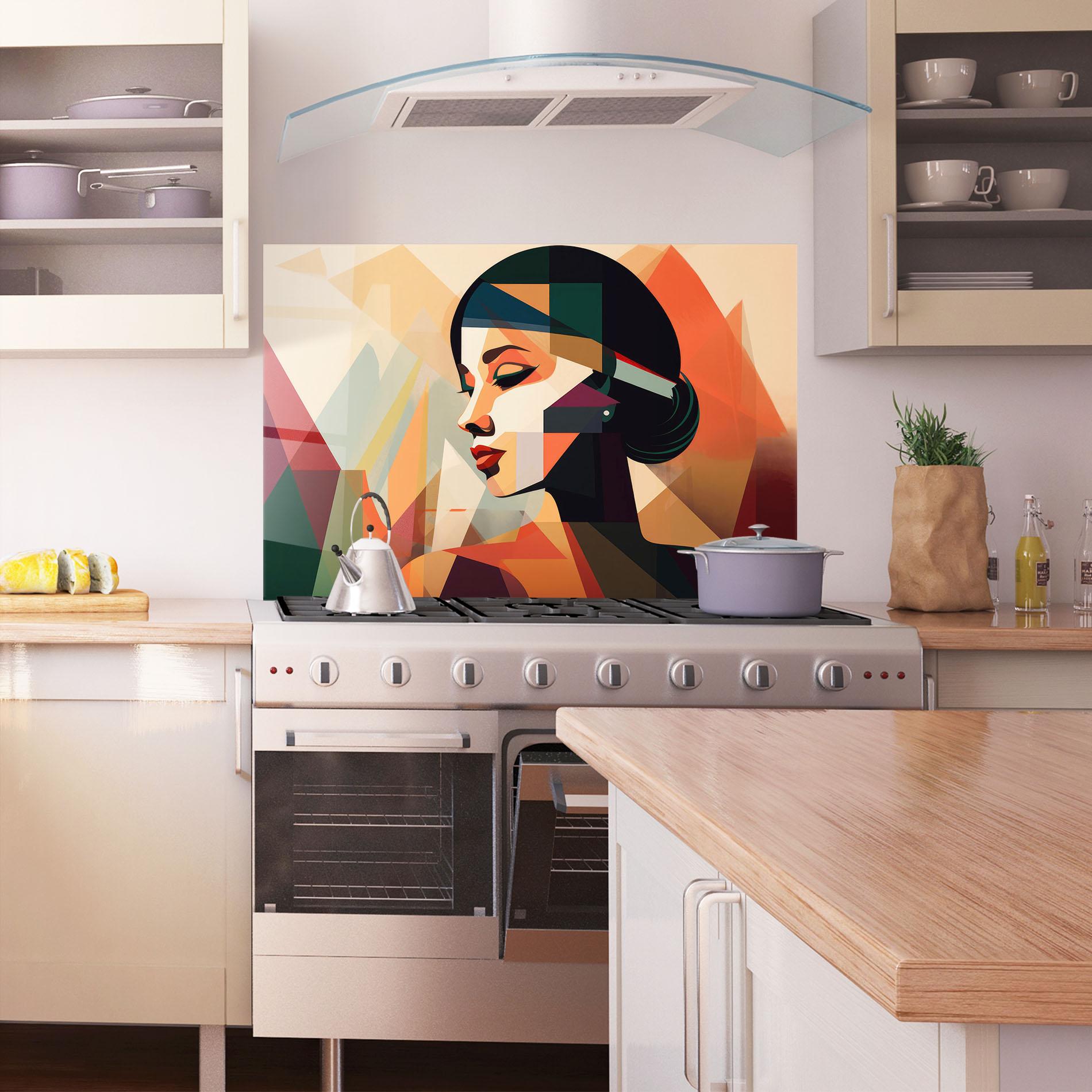 Panel Szklany do Kuchni Bold Shapes Lines mockup 1