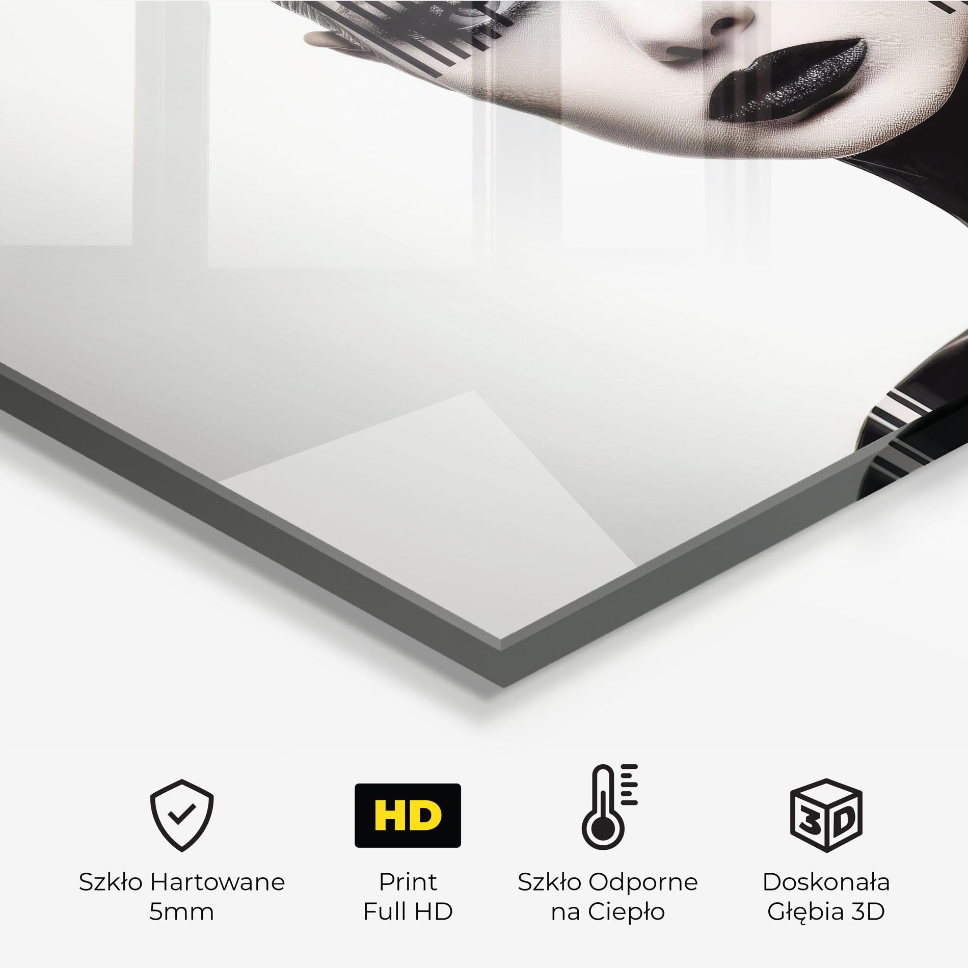 Panel Szklany do Kuchni Black Lips And Outfit mockup 2