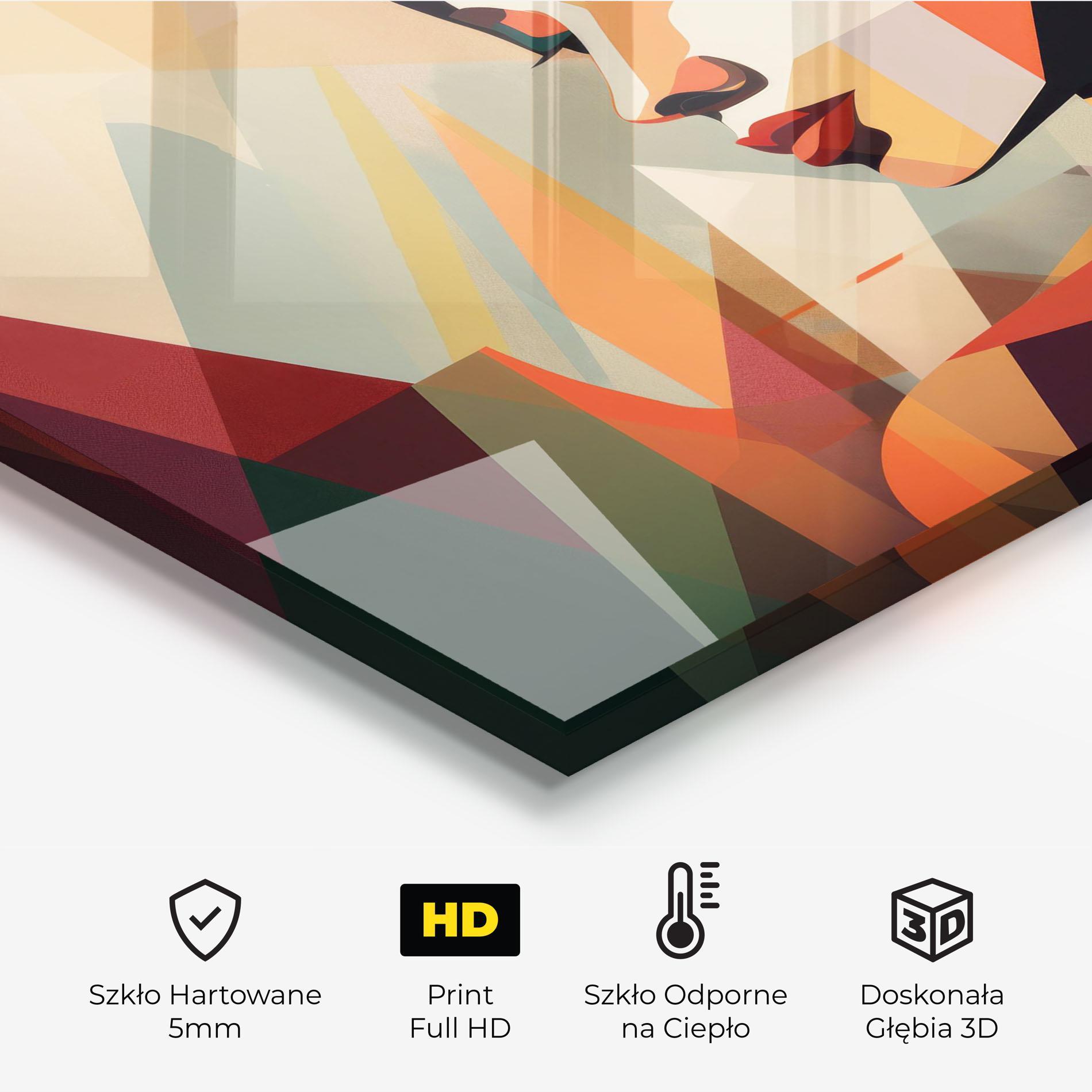 Panel Szklany do Kuchni Bold Shapes Lines mockup 2