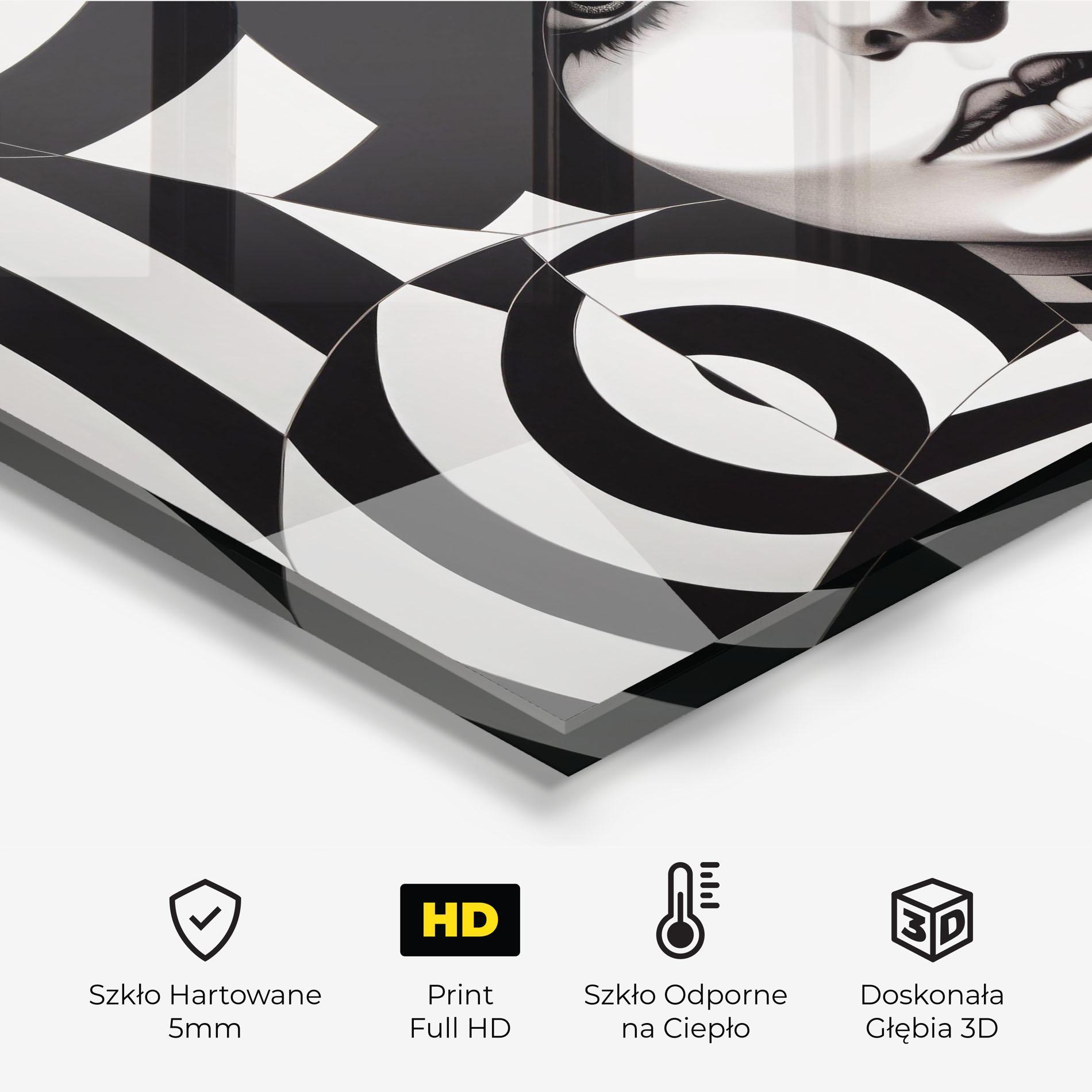 Panel Szklany do Kuchni Monochromatic Op Art mockup 2