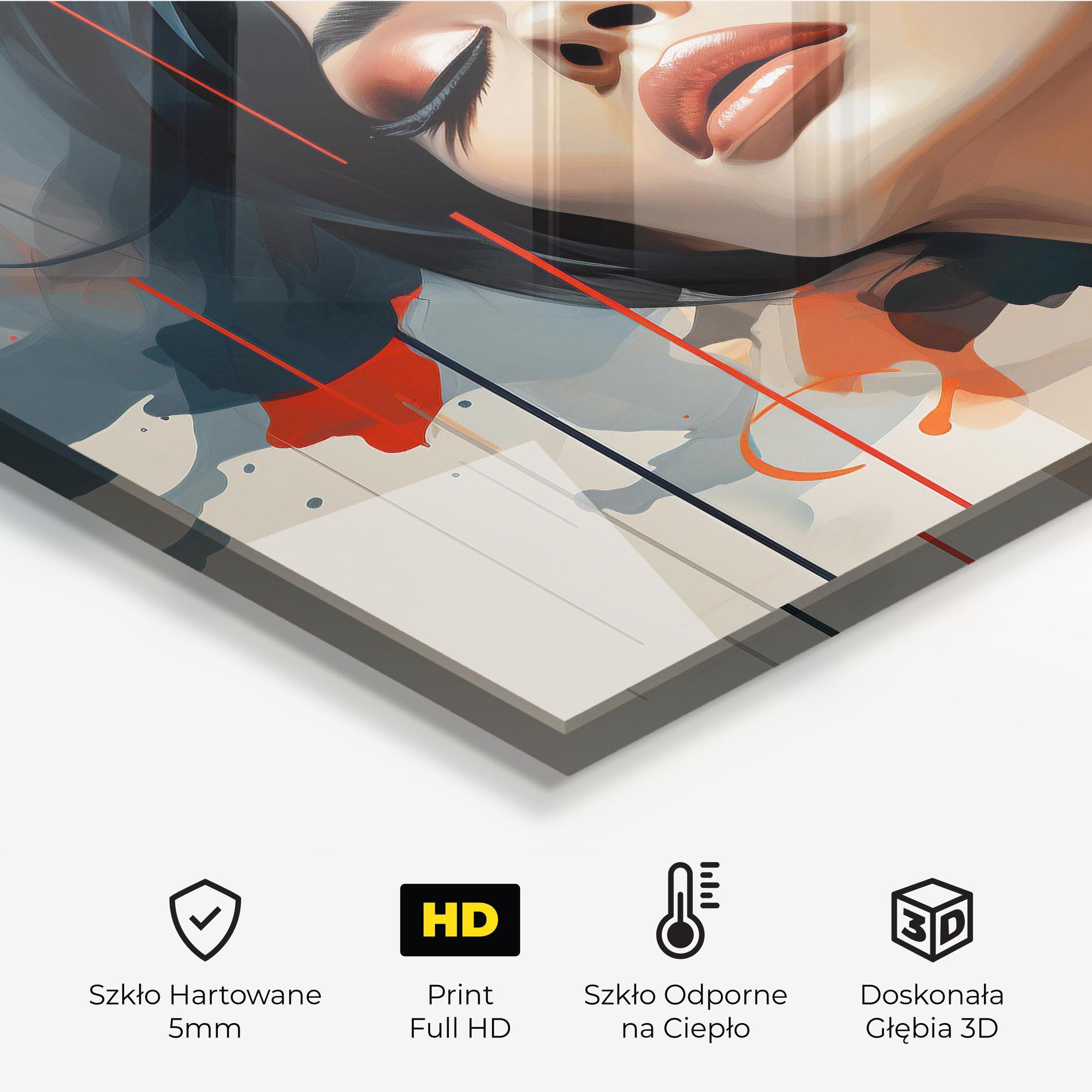 Panel Szklany do Kuchni Pretty Woman On Red mockup 2