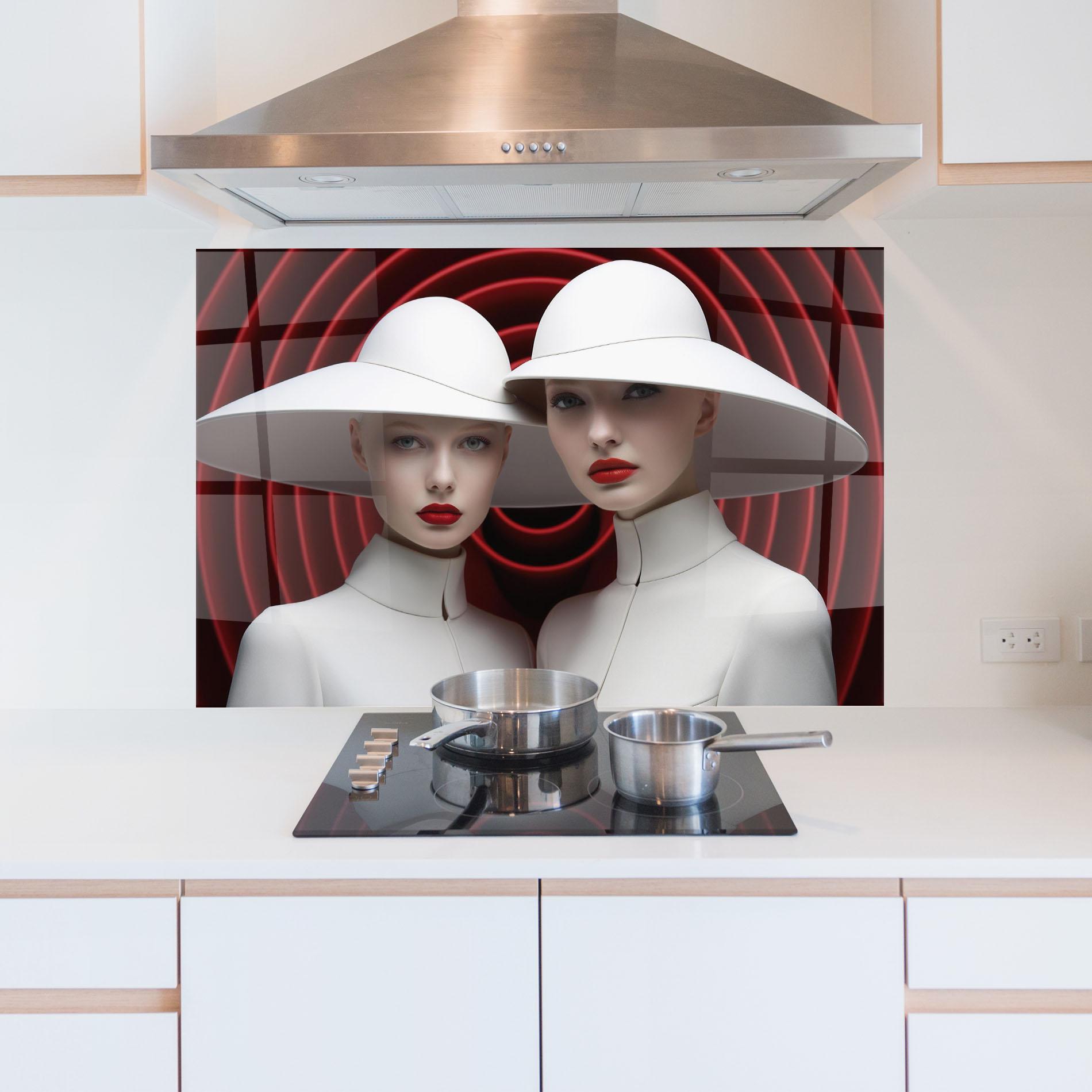 Panel Szklany do Kuchni White Hat Women mockup 5
