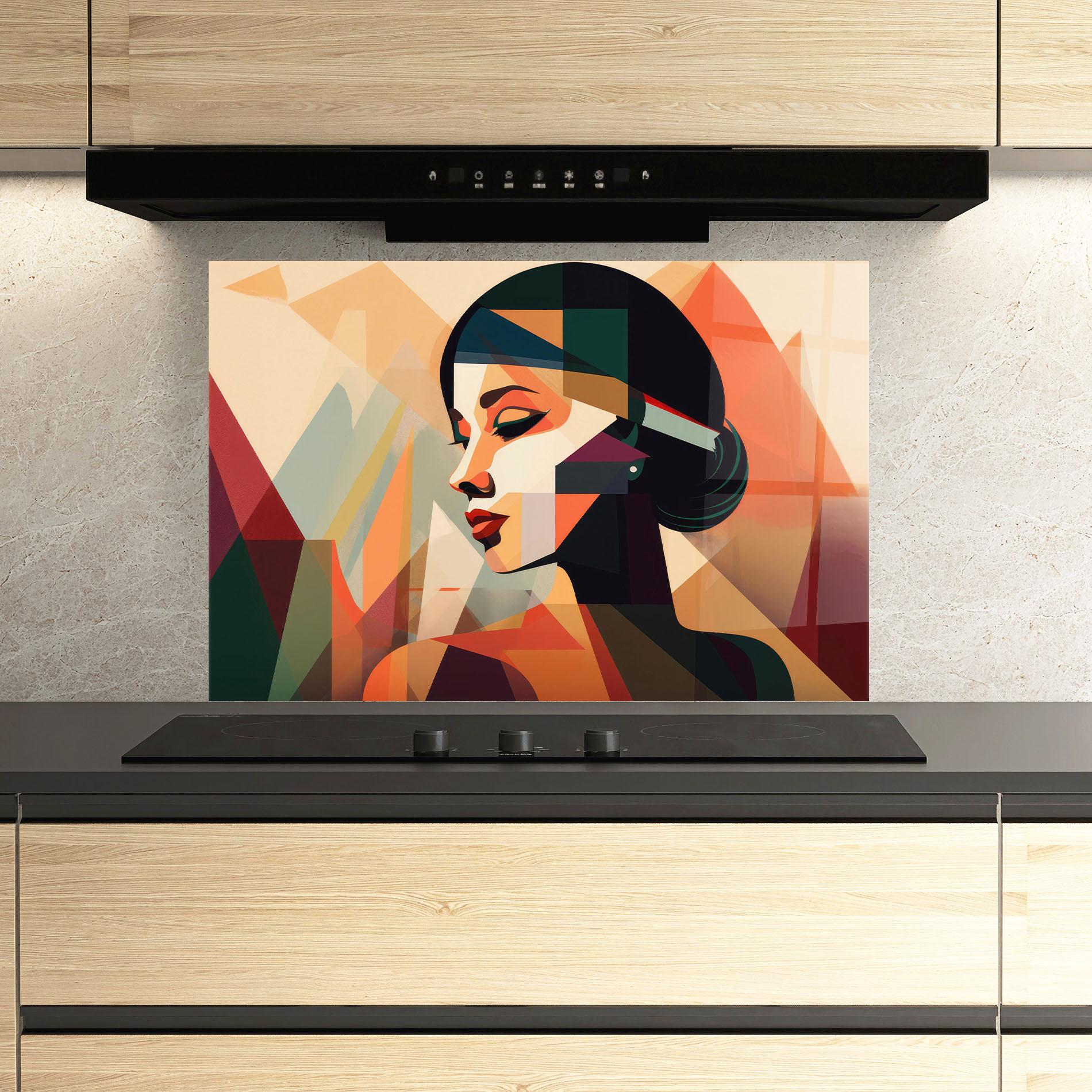 Panel Szklany do Kuchni Bold Shapes Lines mockup 3