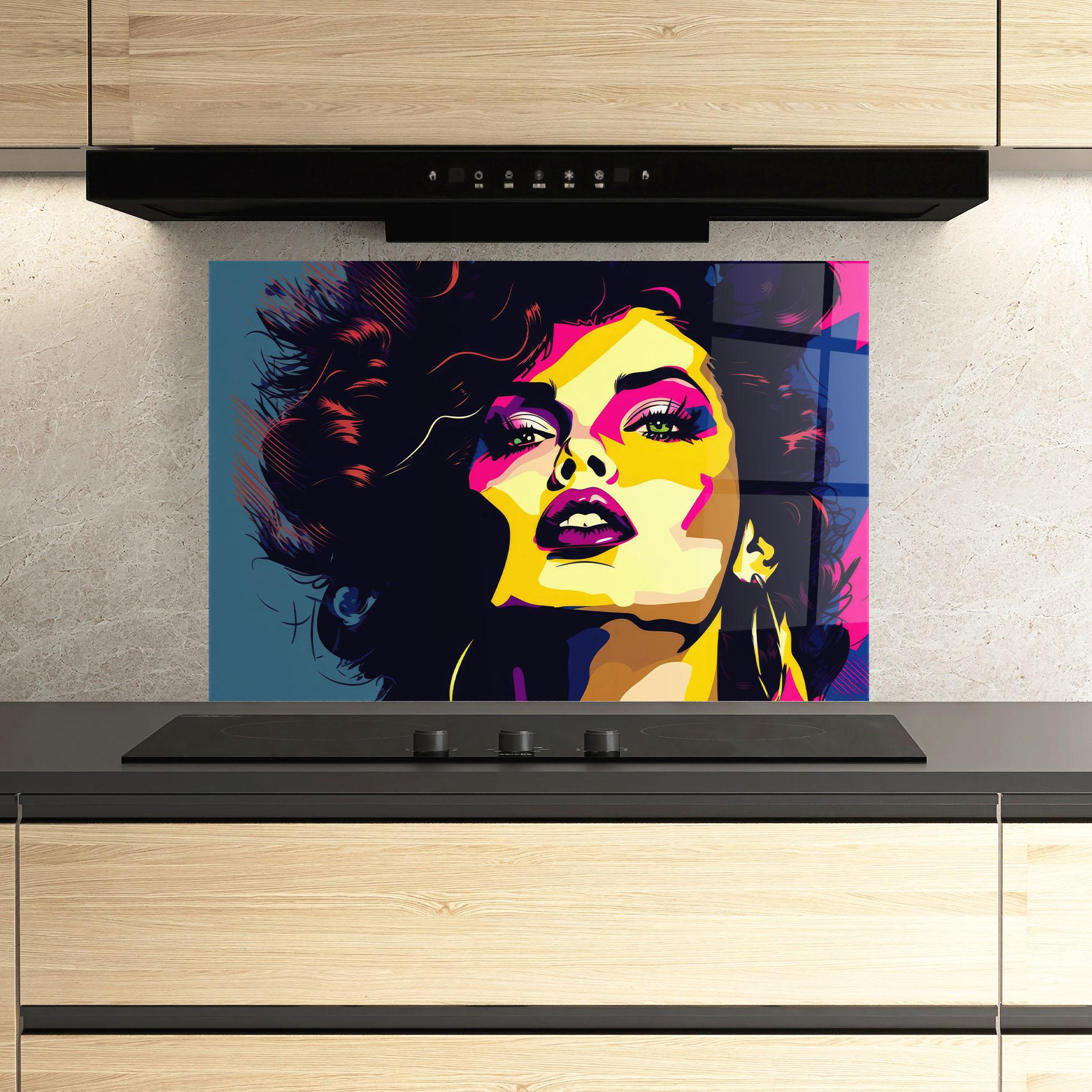 Panel Szklany do Kuchni Pop Art Portrait Woman mockup 3