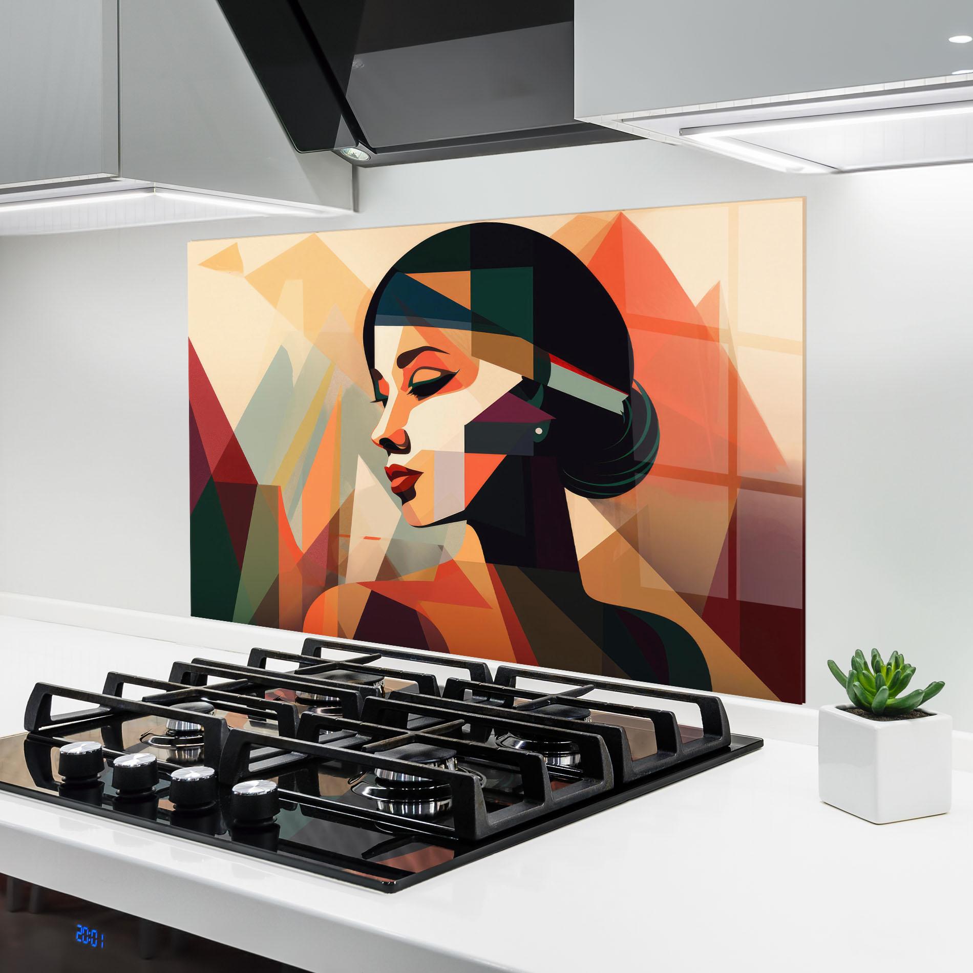 Panel Szklany do Kuchni Bold Shapes Lines mockup 6