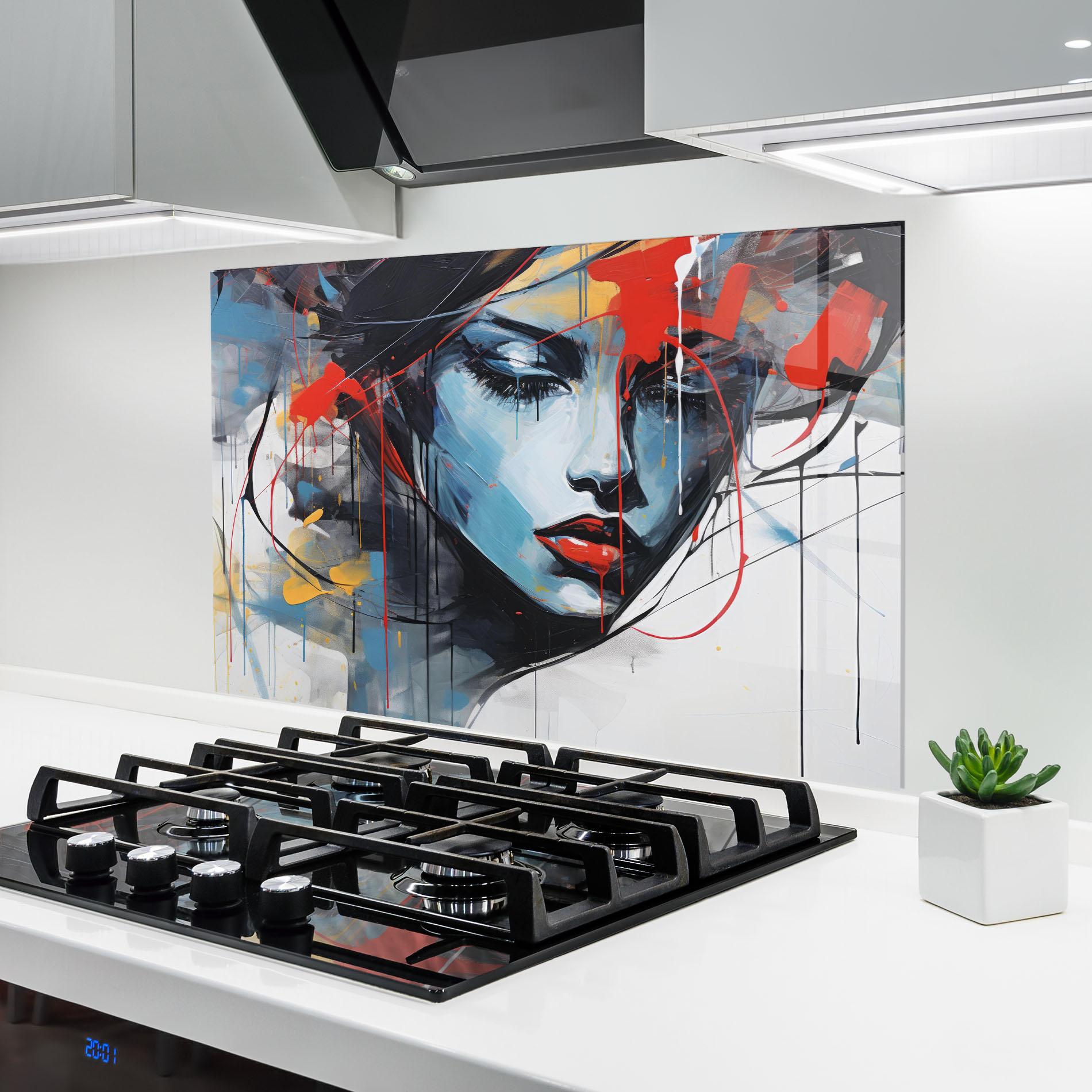 Panel Szklany do Kuchni Edgy Woman mockup 6