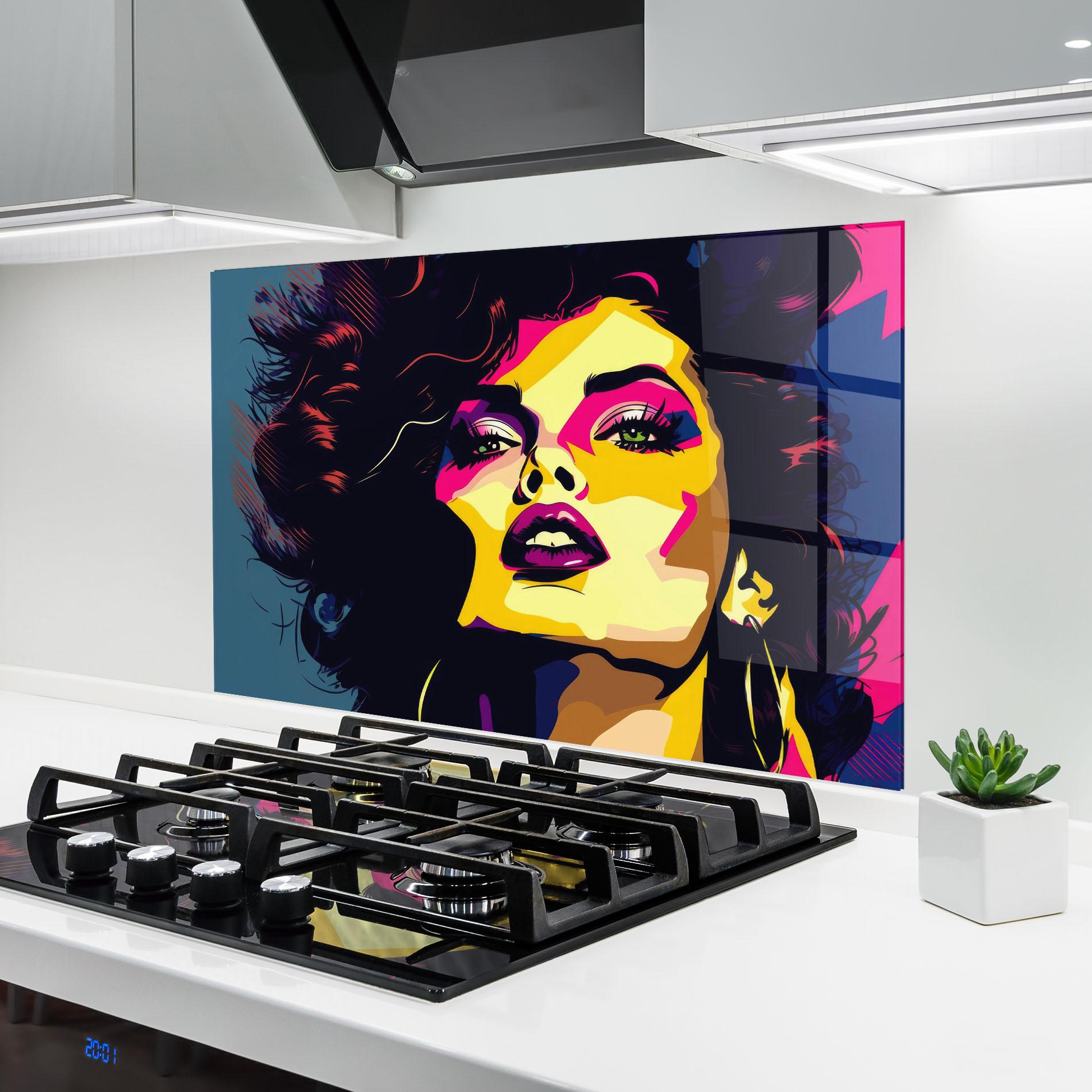 Panel Szklany do Kuchni Pop Art Portrait Woman mockup 6
