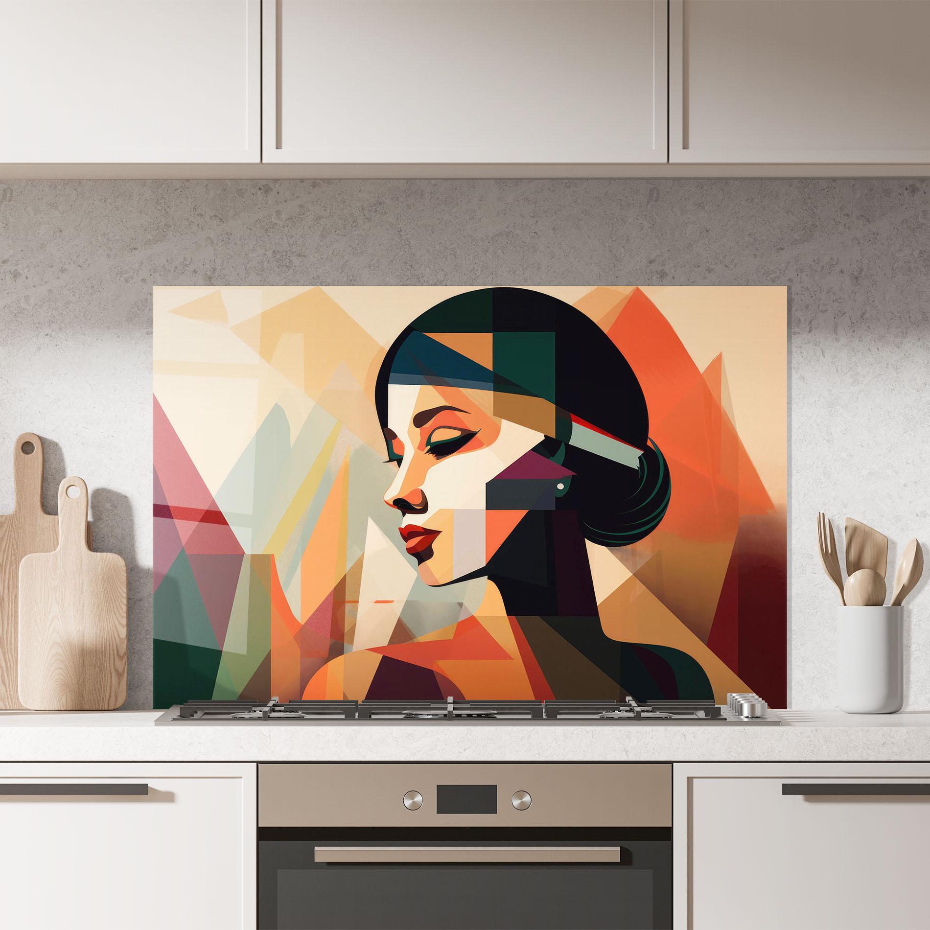 Panel Szklany do Kuchni Bold Shapes Lines mockup 7