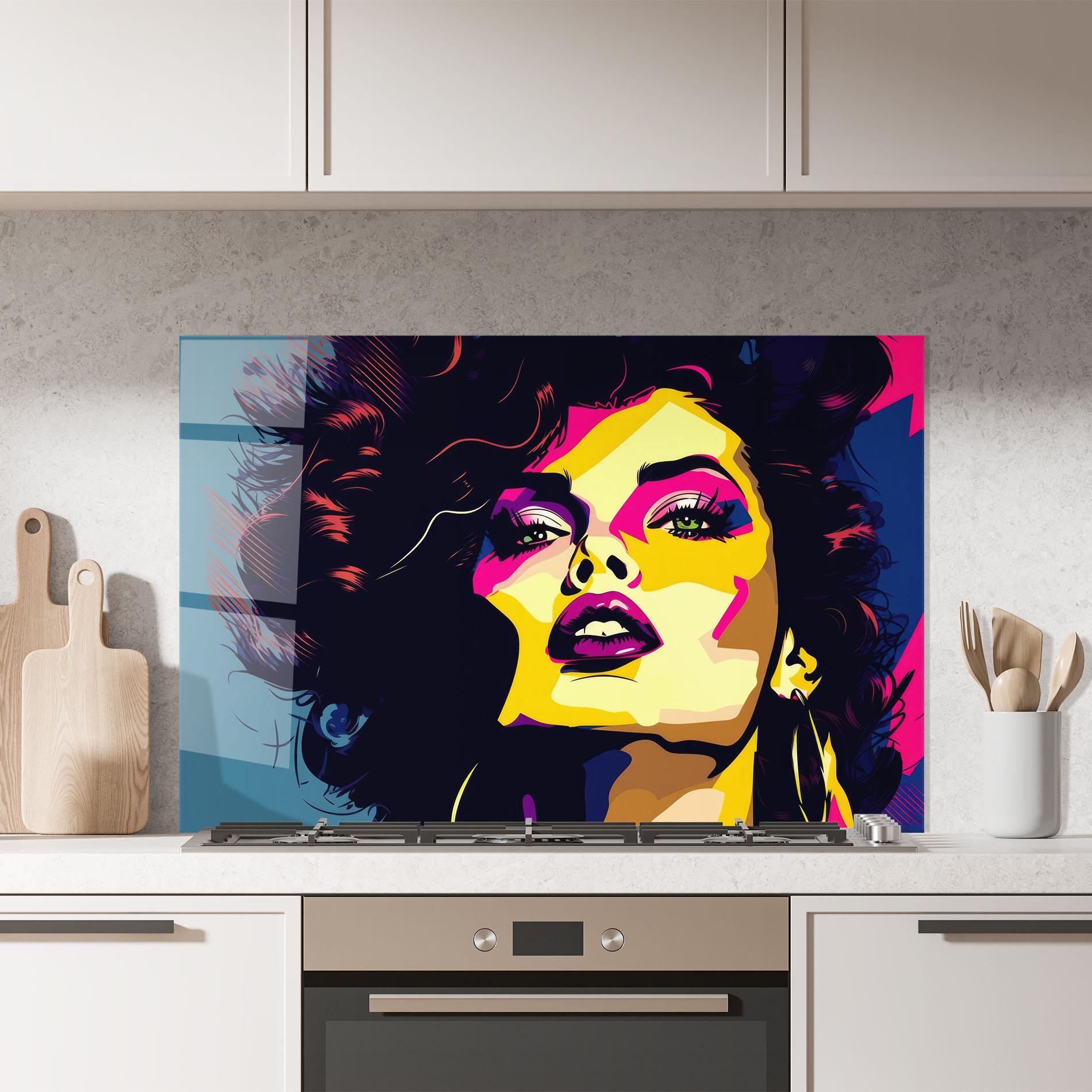 Panel Szklany do Kuchni Pop Art Portrait Woman mockup 7