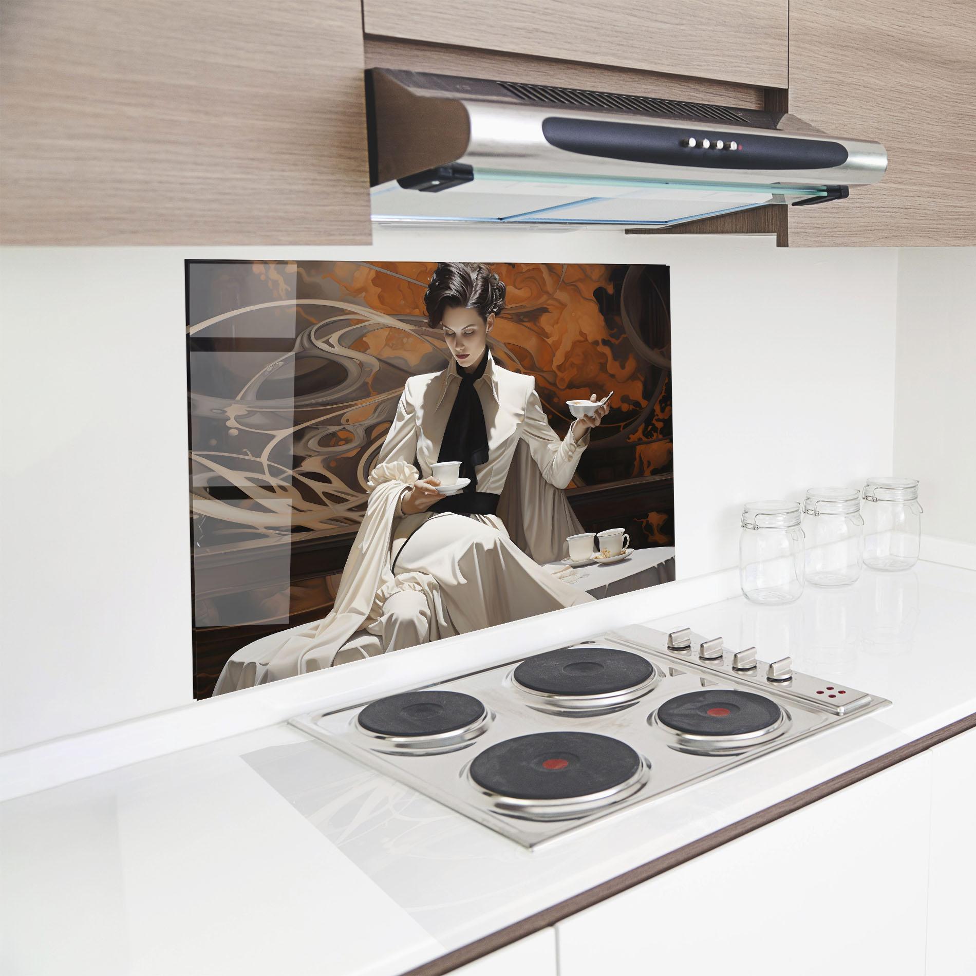 Panel Szklany do Kuchni Coffee Woman mockup 8